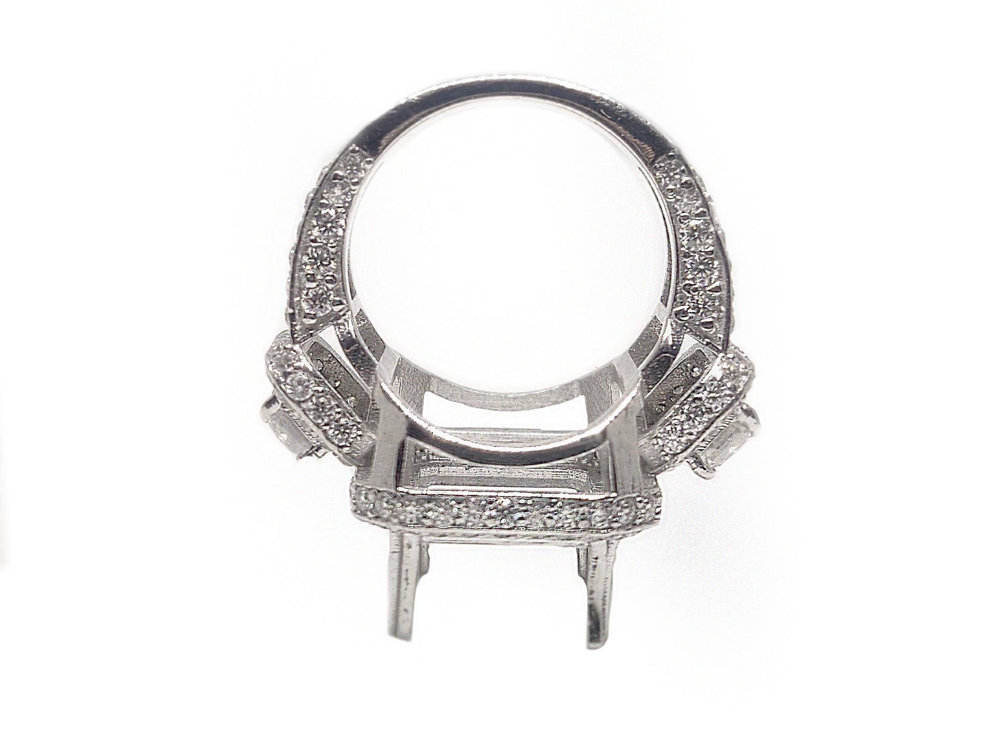 Silver Engagement Ring Blanks 10x14 mm Octagon Ring Wedding Blanks Men Wedding Ring Blanks Three Stone Semi Mount Engagement Ring Blanks