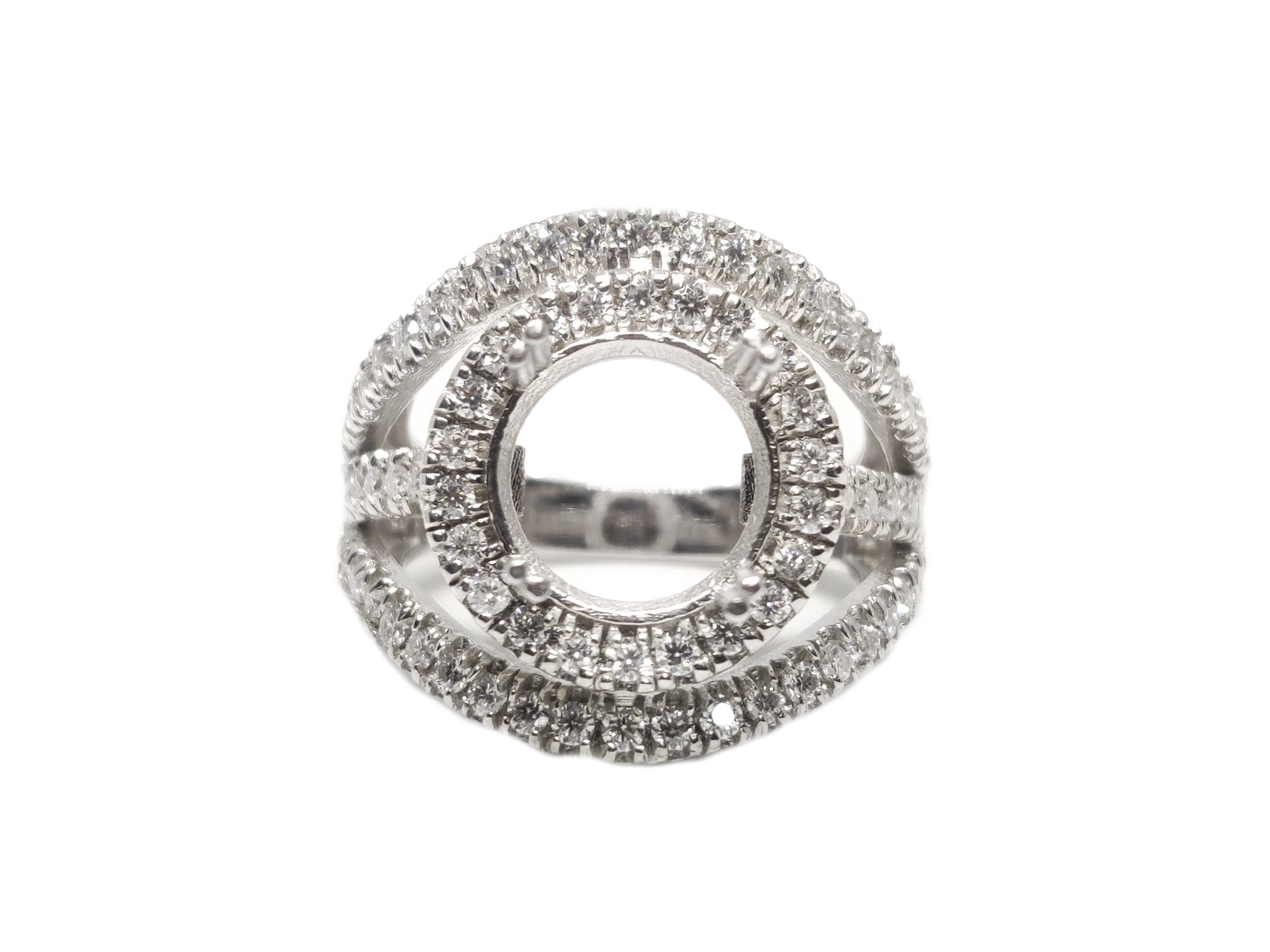 Silver Engagement Ring Blanks 9,10 mm Round Wedding Blanks 925 Sterling Silver Round Blanks Ring Designer Round Semi Mount Ring Blanks