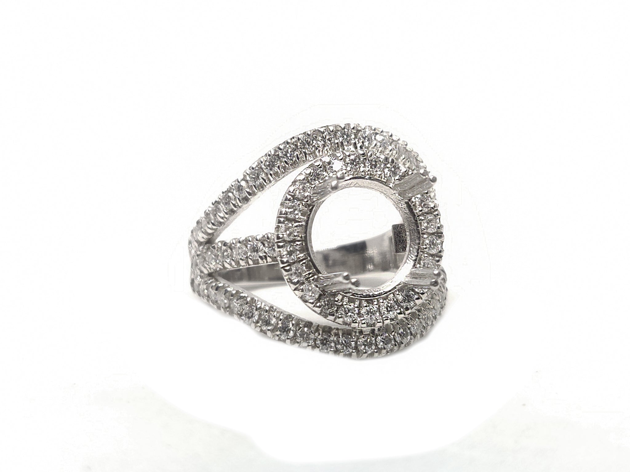 Silver Engagement Ring Blanks 9,10 mm Round Wedding Blanks 925 Sterling Silver Round Blanks Ring Designer Round Semi Mount Ring Blanks