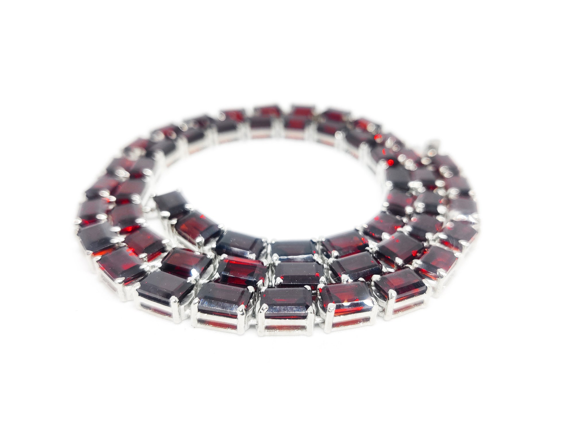 Red Garnet Tennis Mens Necklace Natural Garnet Mens Tennis Necklace Octagon Red Garnet Mens Tennis Chain 925 Solid Silver Mens Chain