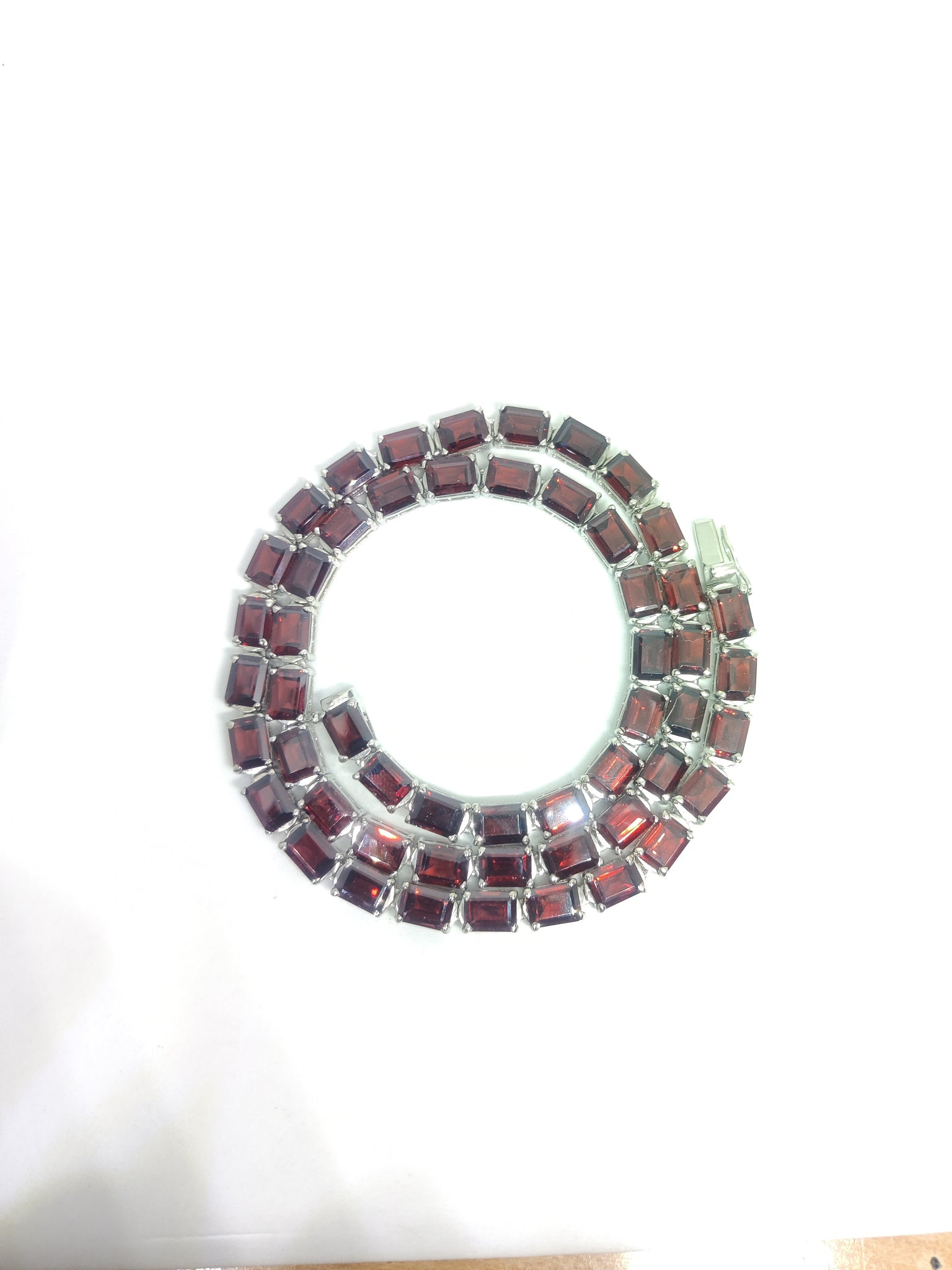 Red Garnet Tennis Mens Necklace Natural Garnet Mens Tennis Necklace Octagon Red Garnet Mens Tennis Chain 925 Solid Silver Mens Chain
