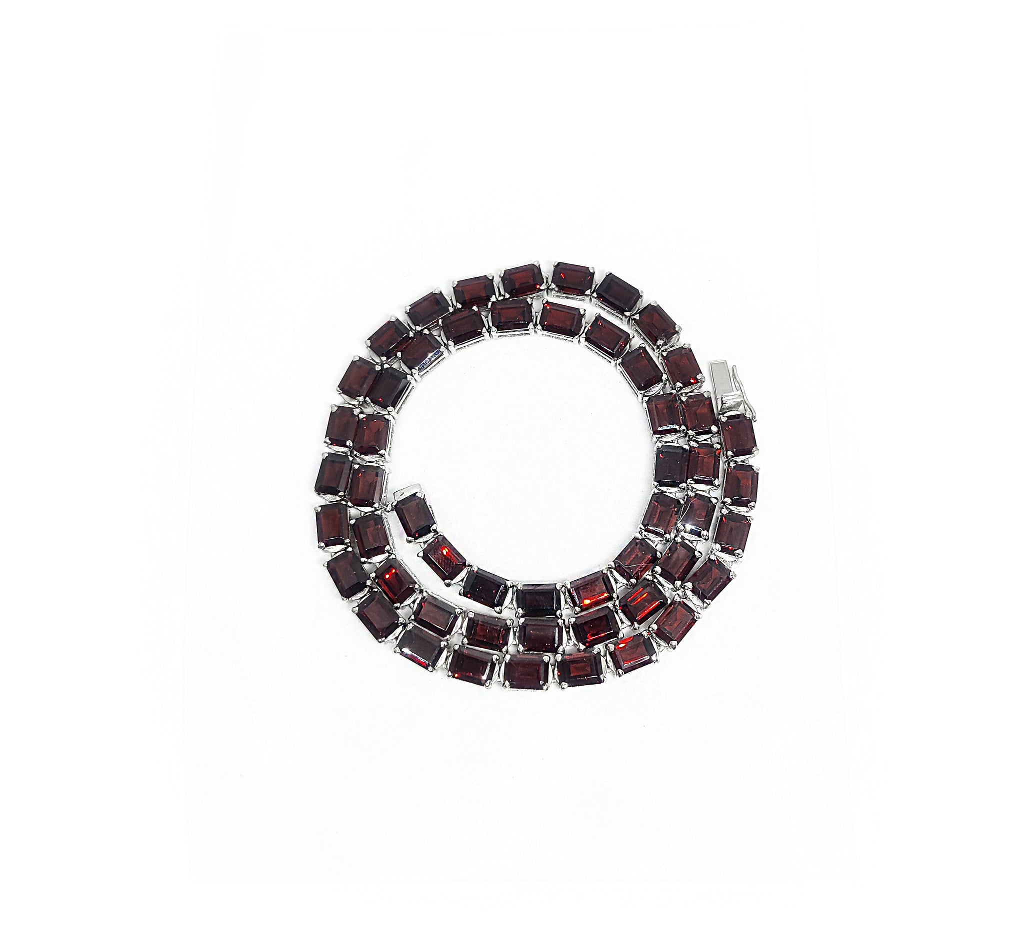 Red Garnet Tennis Mens Necklace Natural Garnet Mens Tennis Necklace Octagon Red Garnet Mens Tennis Chain 925 Solid Silver Mens Chain