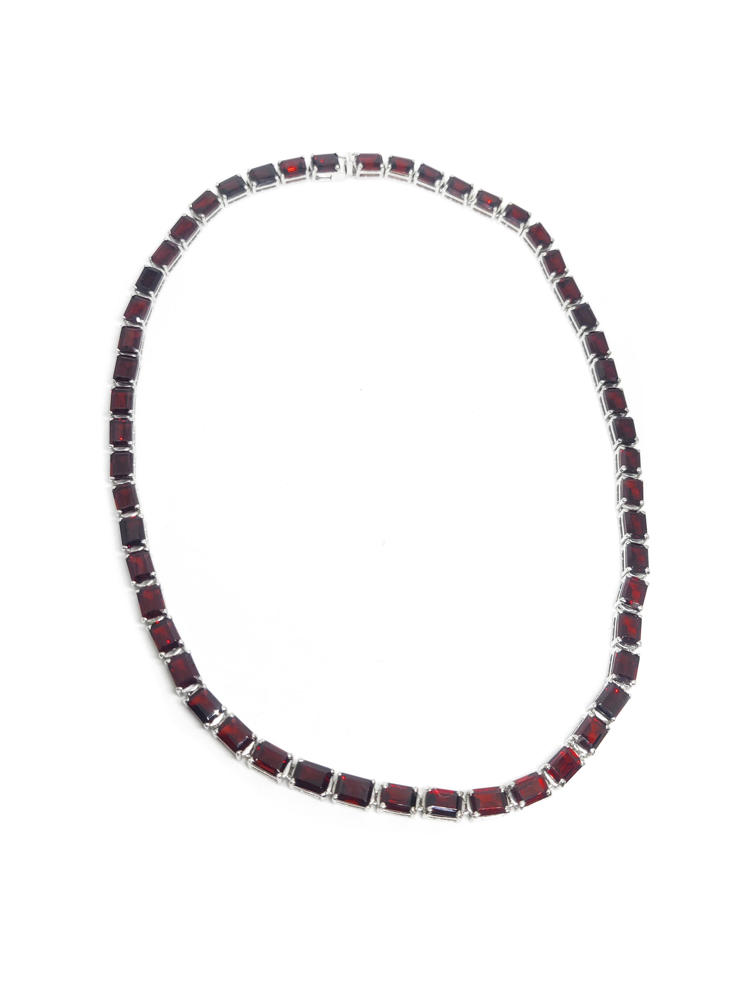 Red Garnet Tennis Mens Necklace Natural Garnet Mens Tennis Necklace Octagon Red Garnet Mens Tennis Chain 925 Solid Silver Mens Chain