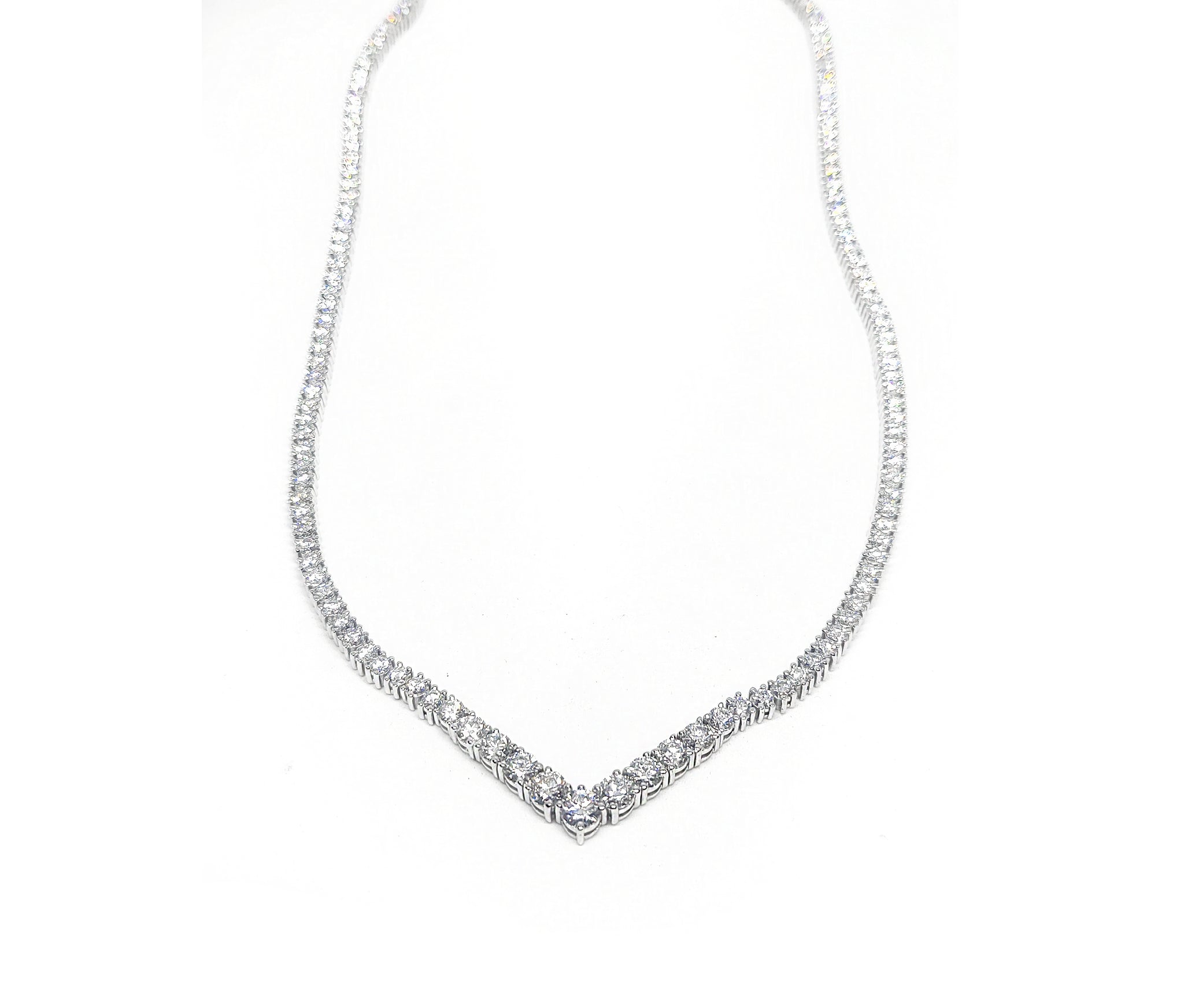Moissanite Bridal Tennis Chain Moissanite Bridal Necklace Sterling Silver Moissanite Bridal Necklace For Her Moissanite Wedding Necklace