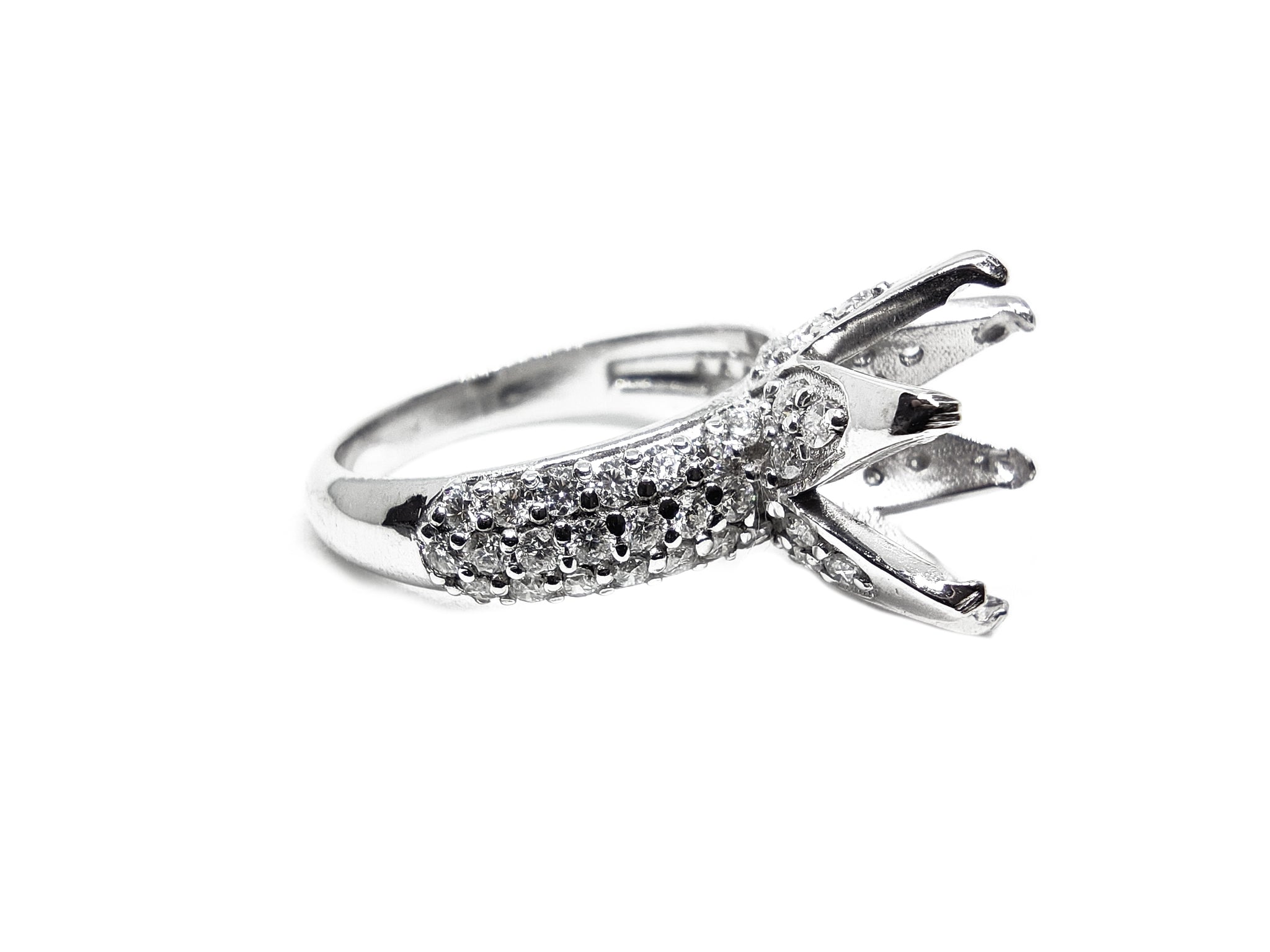 Sterling Silver 10 mm Round Silver Ring Blanks Big Heavy Flower Ring Blanks Round Big Semi Mount Flower Ring 6 Prong Silver Blanks