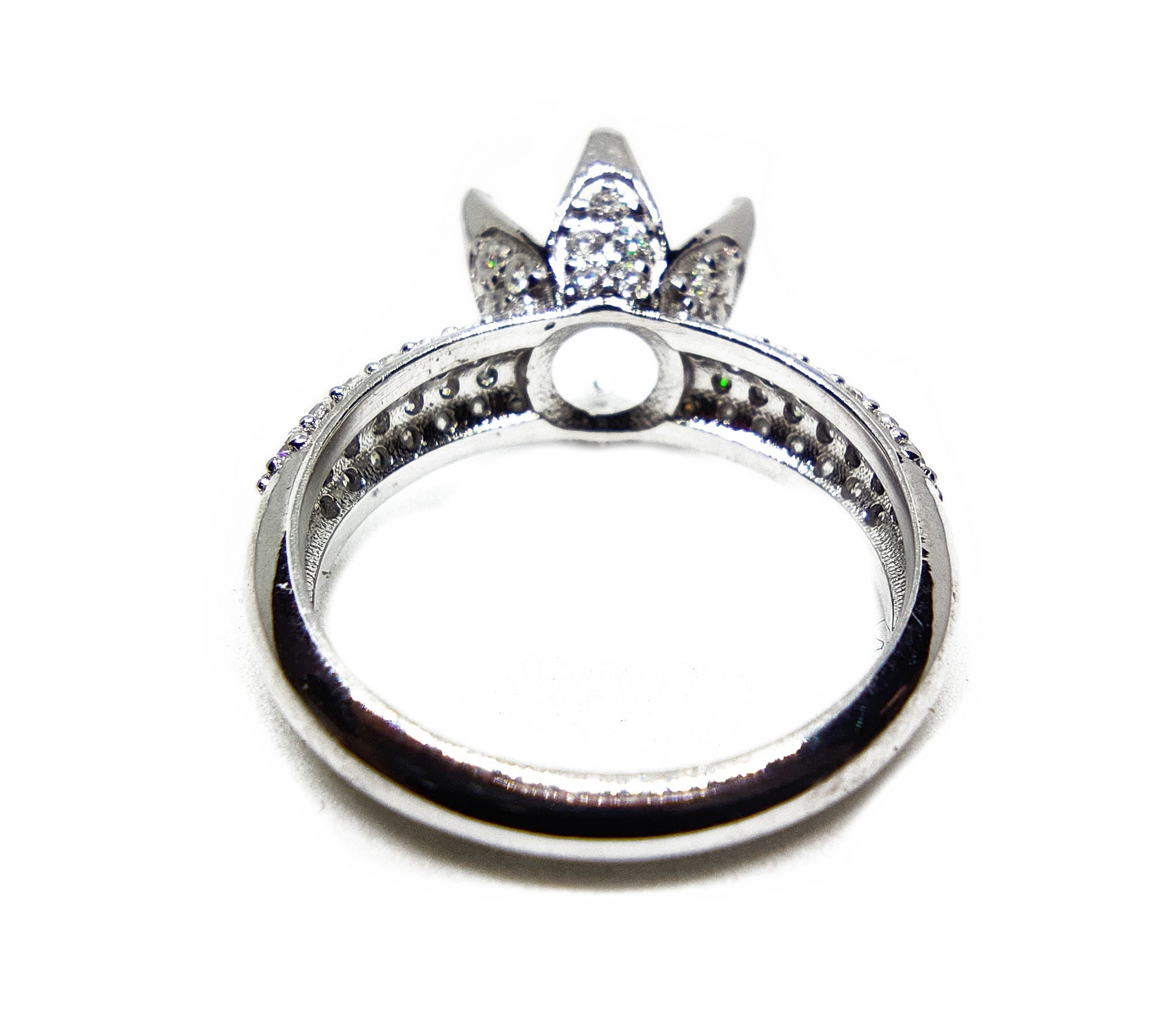 Sterling Silver 10 mm Round Silver Ring Blanks Big Heavy Flower Ring Blanks Round Big Semi Mount Flower Ring 6 Prong Silver Blanks