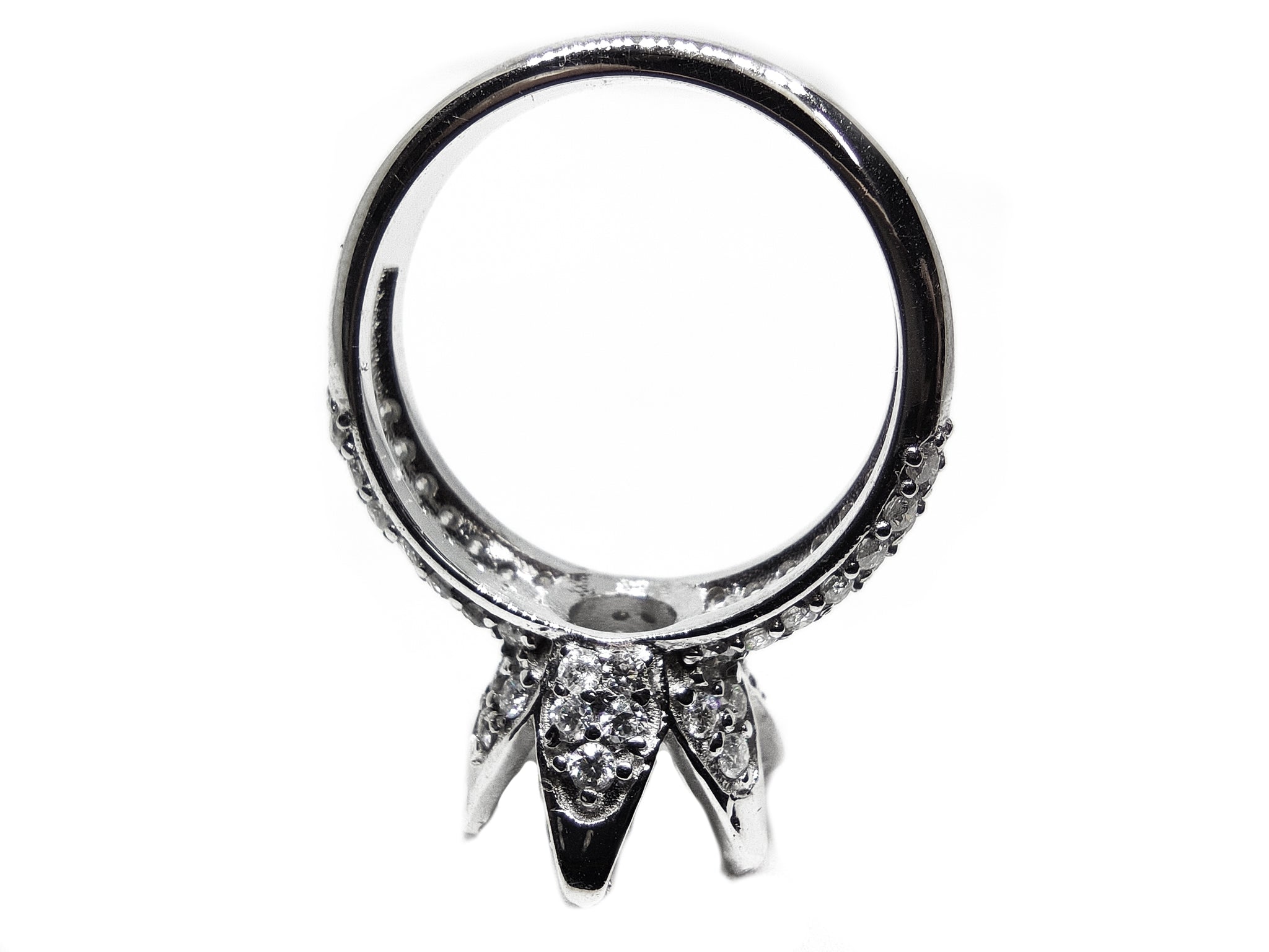 Sterling Silver 10 mm Round Silver Ring Blanks Big Heavy Flower Ring Blanks Round Big Semi Mount Flower Ring 6 Prong Silver Blanks