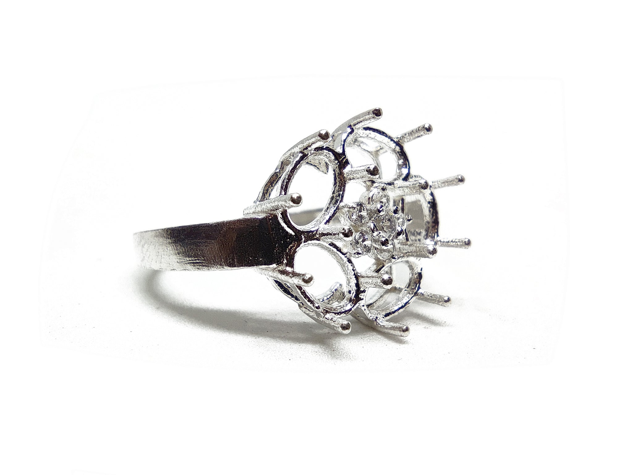 Flower Ring Setting 4x6 mm Oval Semi Mount Ring Blanks 5 Stone Ring Setting Blanks Sterling Silver Flower Ring Blanks Setting 4x6 mm Oval