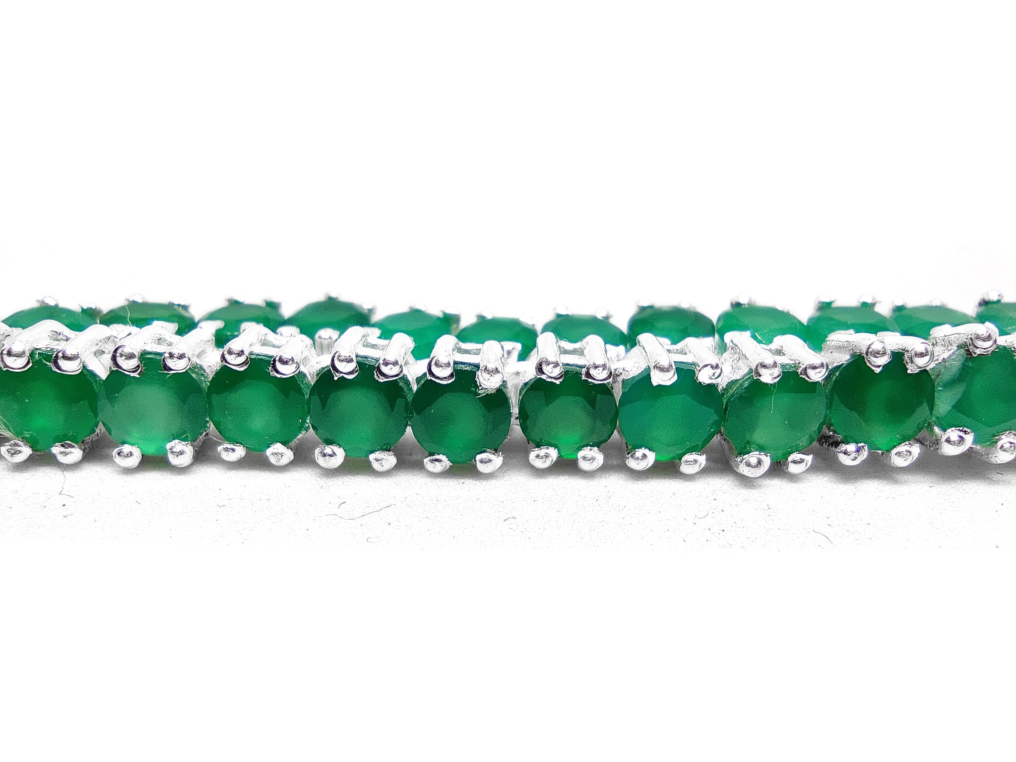Green Onyx Tennis Necklace Natural Onyx Tennis Chain Necklace 925 Silver Green Tennis Chain Necklace For Men Round Tennis Chain For Her