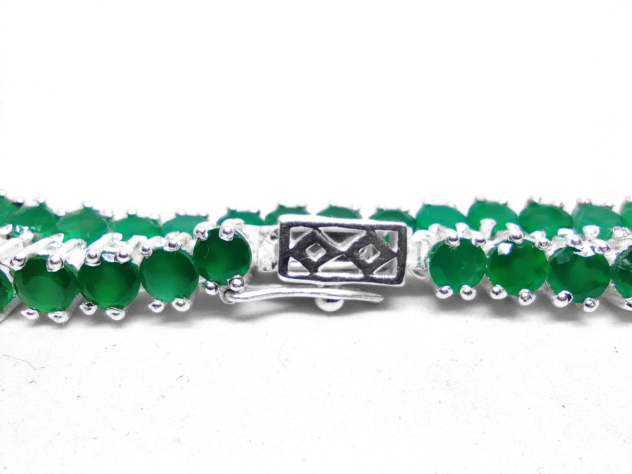 Green Onyx Tennis Necklace Natural Onyx Tennis Chain Necklace 925 Silver Green Tennis Chain Necklace For Men Round Tennis Chain For Her