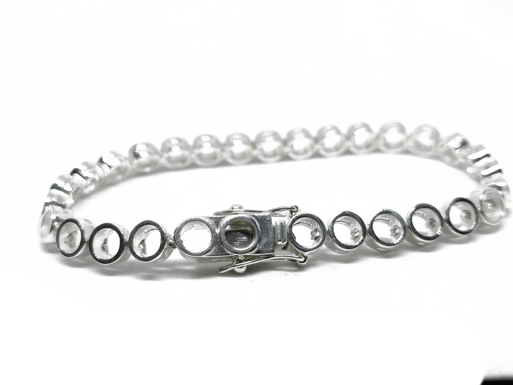 Sterling Silver 4 mm Round Bracelet Blanks 925 Silver Bezel Bracelet Setting 4 mm Round Tennis Bracelet Blanks Bezel Empty Bracelet Blanks