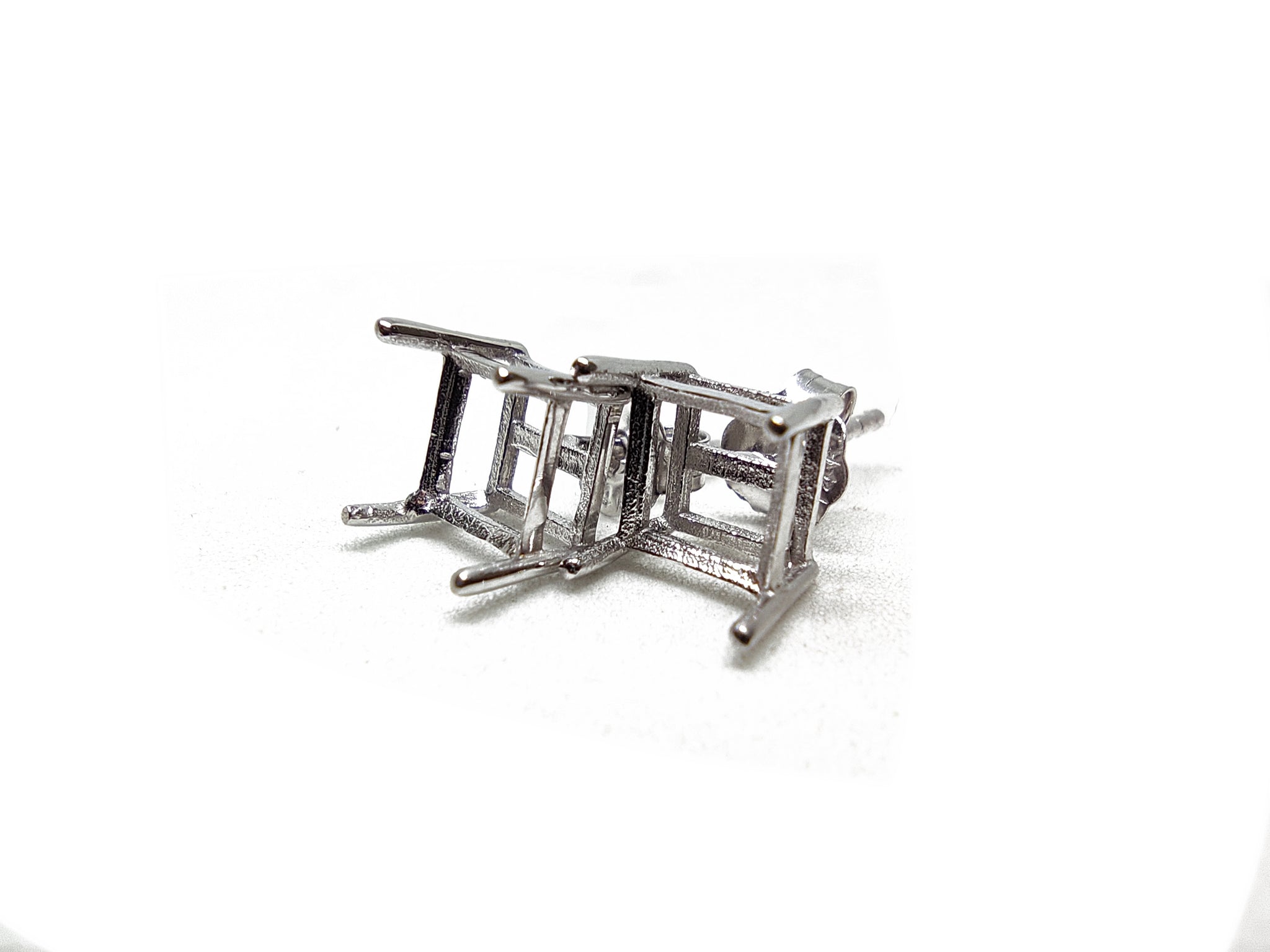 925 Sterling Silver Semi Mount Earrings Square Ear Studs Blanks 4 mm - 8 mm Square EarStud Settings Silver Ear Stud Blanks