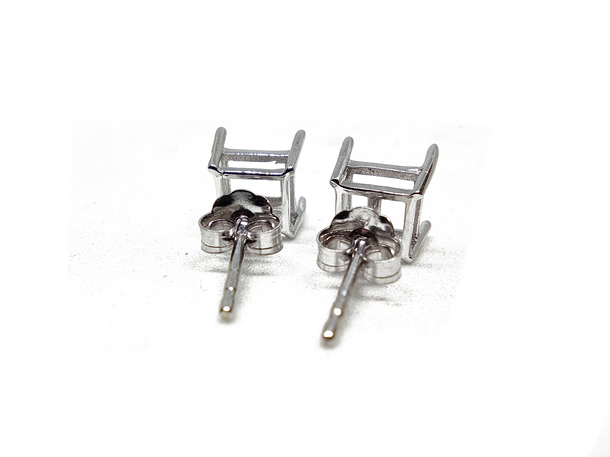 925 Sterling Silver Semi Mount Earrings Square Ear Studs Blanks 4 mm - 8 mm Square EarStud Settings Silver Ear Stud Blanks