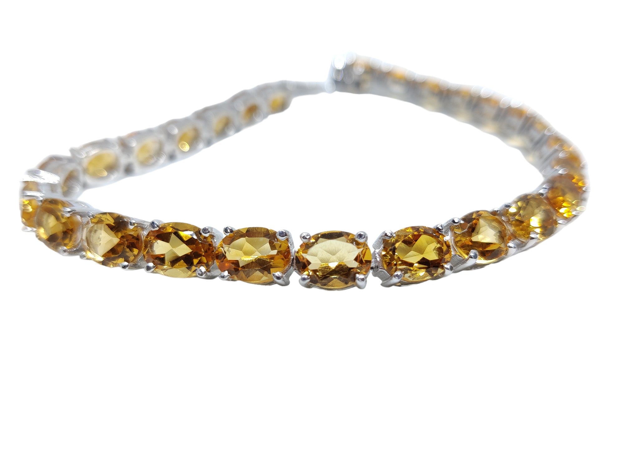 Sterling Silver Big Citrine Bracelet Natural Citrine Bracelet 6x8 mm Oval Citrine November Birthstone Bracelet Her Bridal Citrine Bracelet