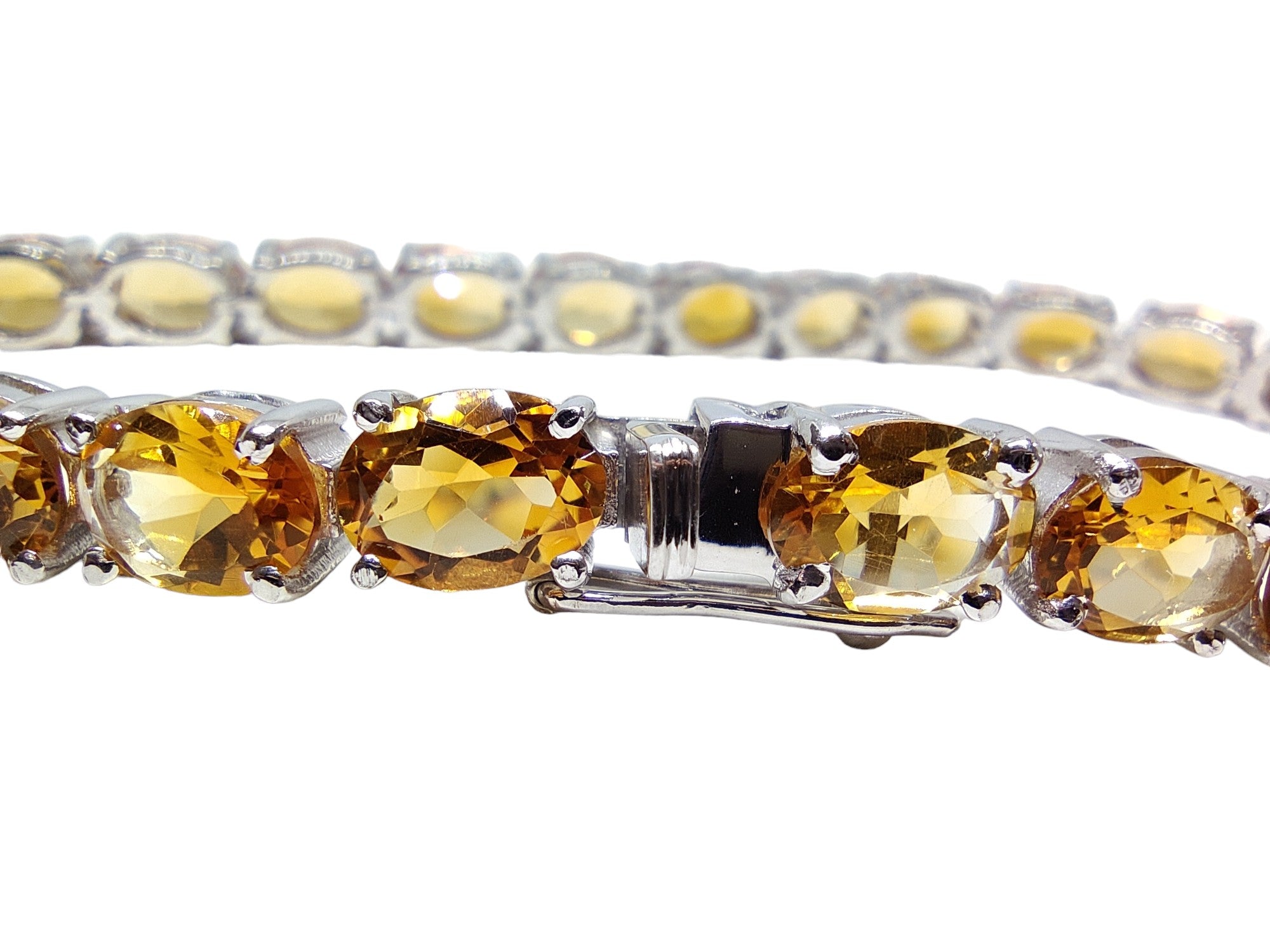 Sterling Silver Big Citrine Bracelet Natural Citrine Bracelet 6x8 mm Oval Citrine November Birthstone Bracelet Her Bridal Citrine Bracelet