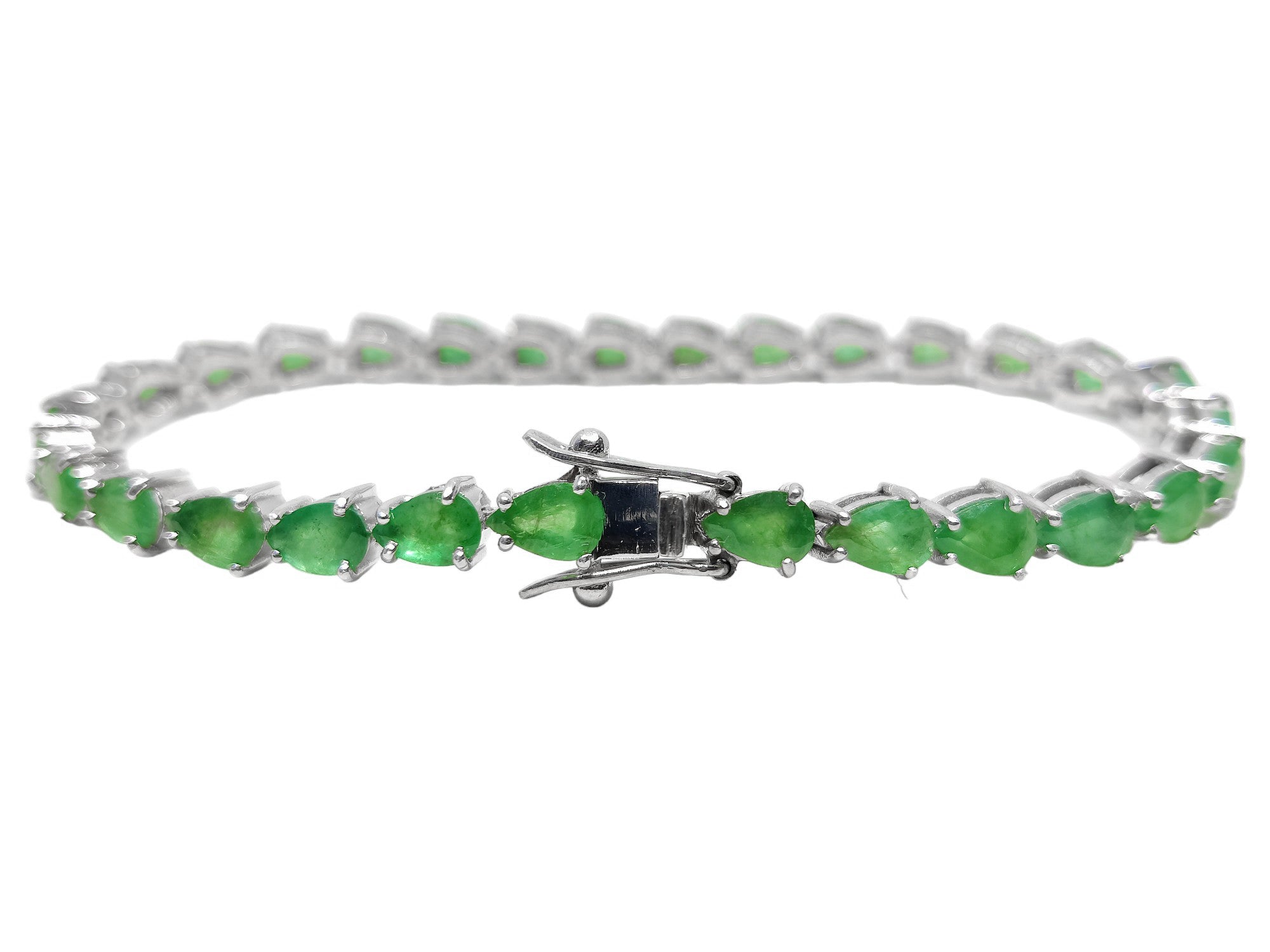 Pear Emerald Bracelet 925 Silver Emerald Tennis Bracelet Natural Green Emerald Bracelet May Birthstone Bracelet Emerald Bridal Bracelet