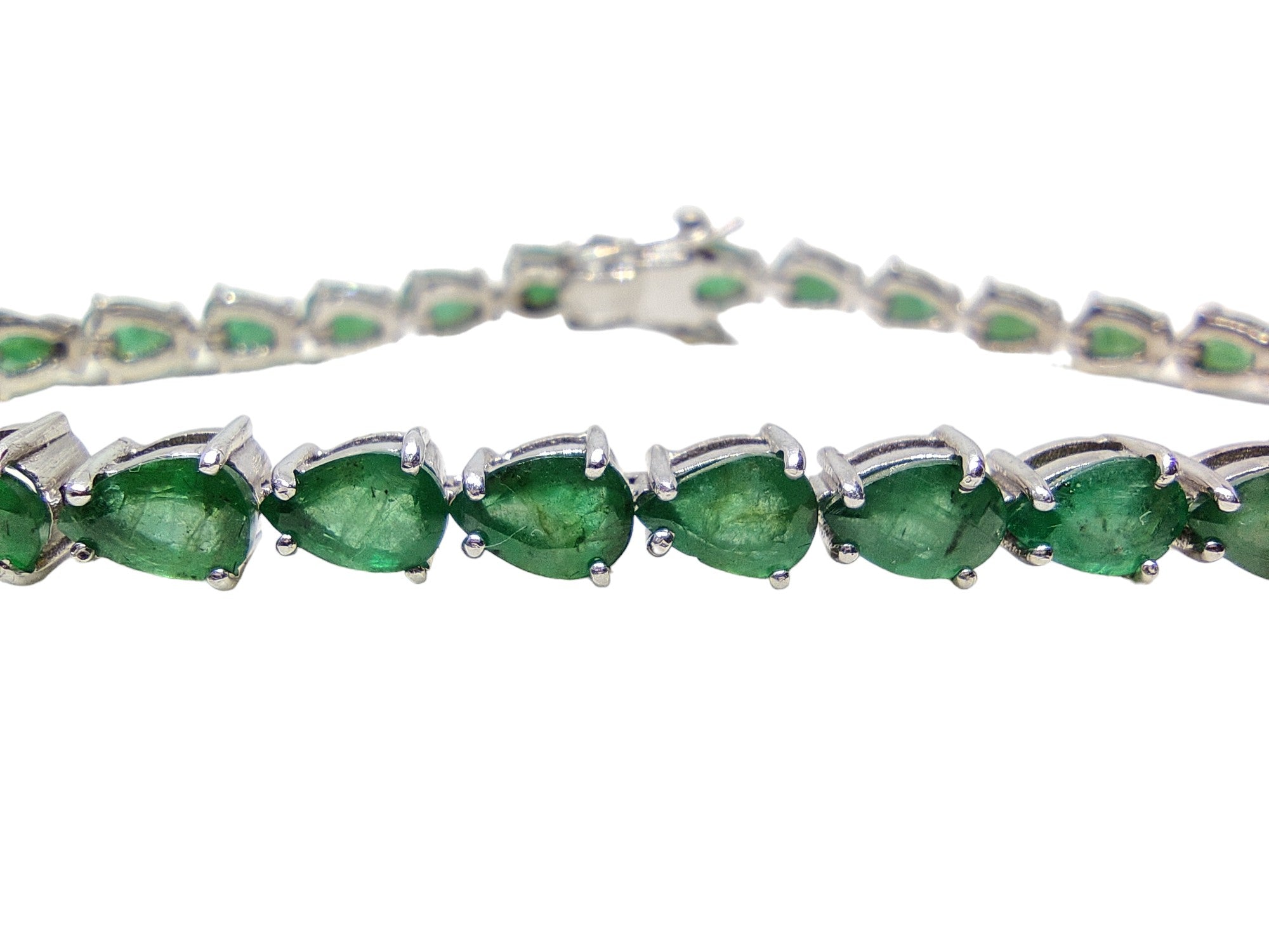 Pear Emerald Bracelet 925 Silver Emerald Tennis Bracelet Natural Green Emerald Bracelet May Birthstone Bracelet Emerald Bridal Bracelet
