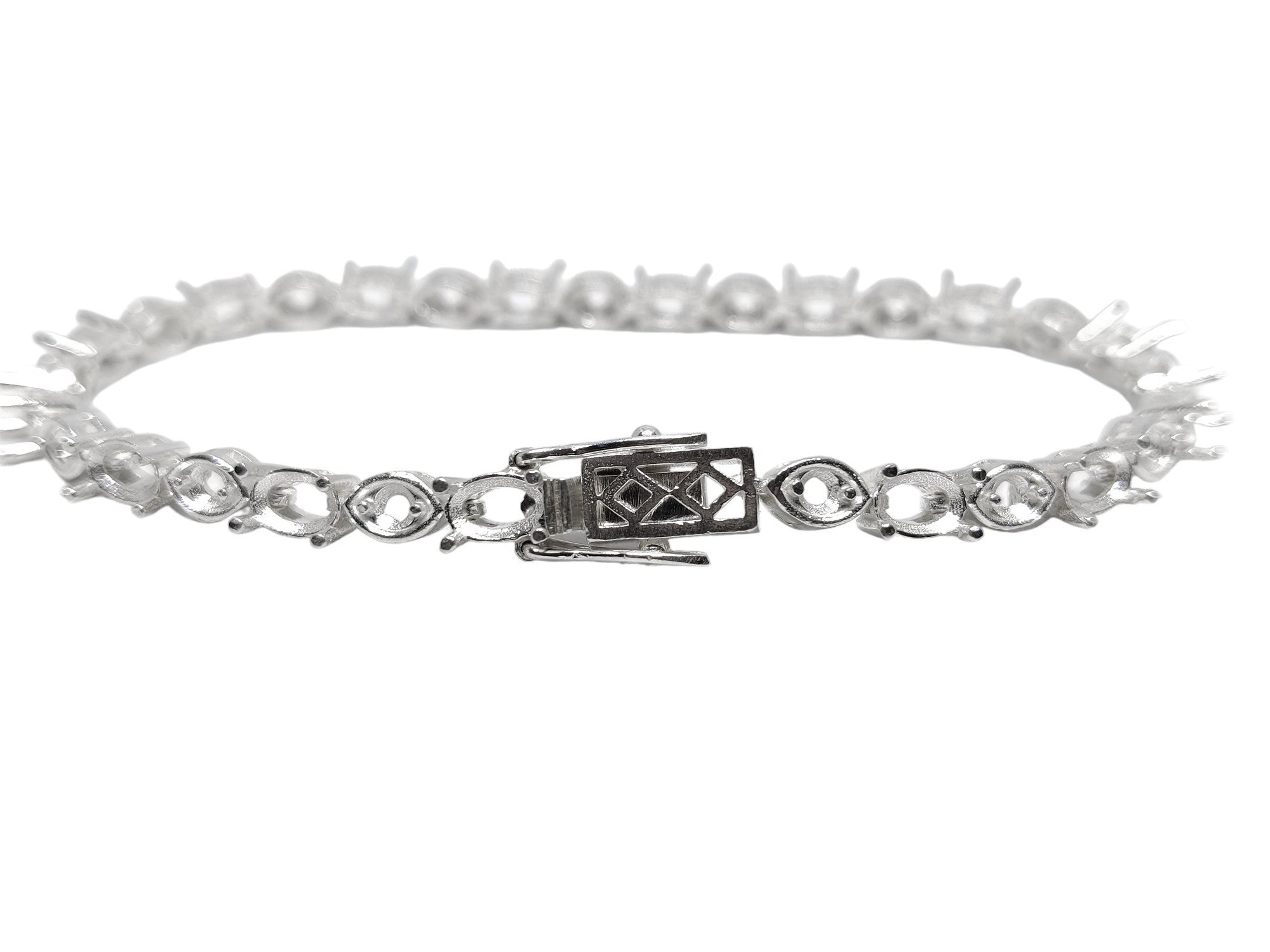 Silver 4x6 mm Oval Bracelet Blanks Bridal Oval Tennis Bracelet Mountings 4x6 mm Oval Semi Mount Bracelet Blanks 925 Silver Bracelet