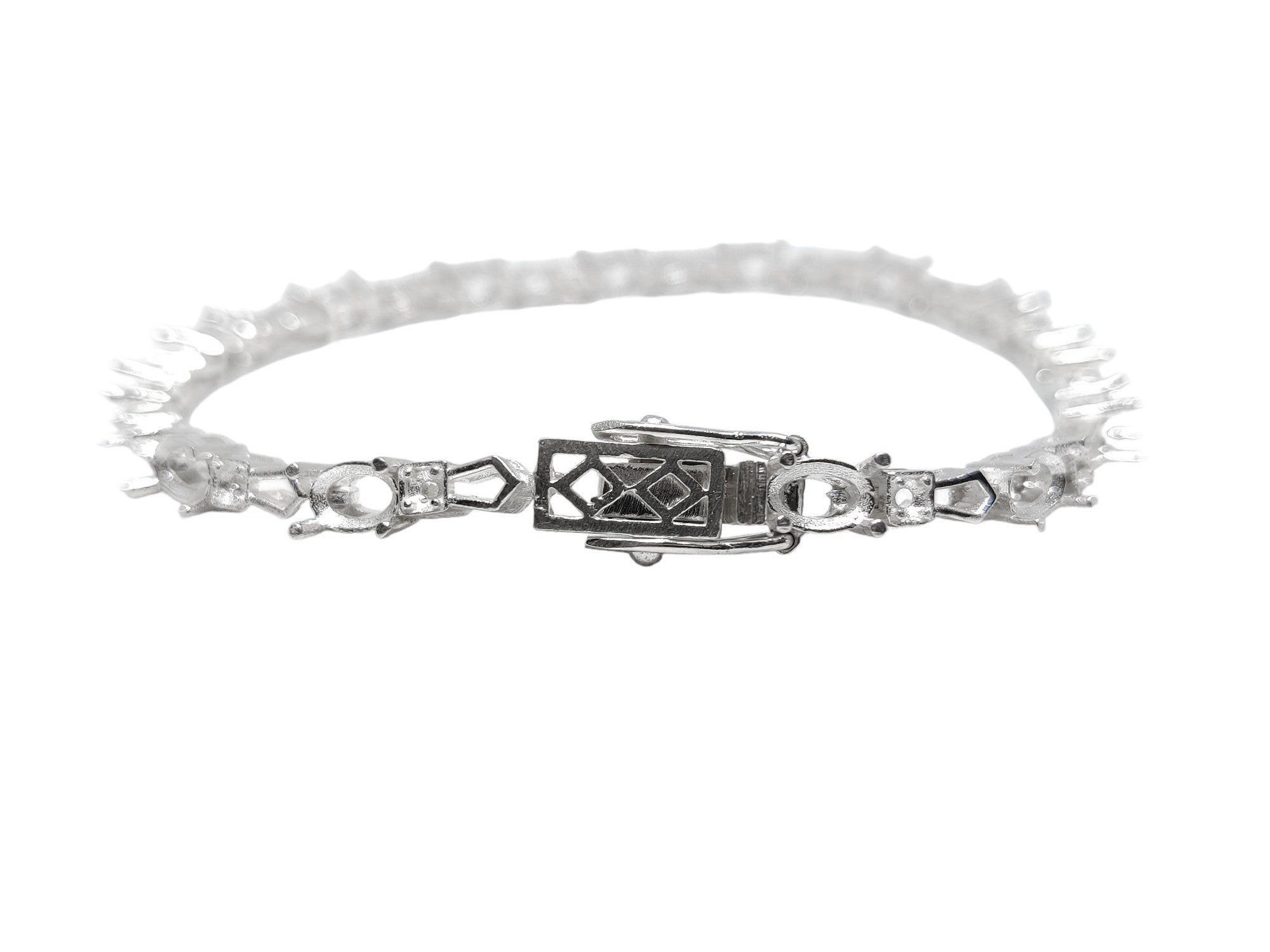 Designer Silver 4x6 mm Oval Bracelet Blanks Bridal Oval Tennis Bracelet Mountings 4x6 mm Oval Semi Mount Bracelet Blanks 925 Silver Bracelet