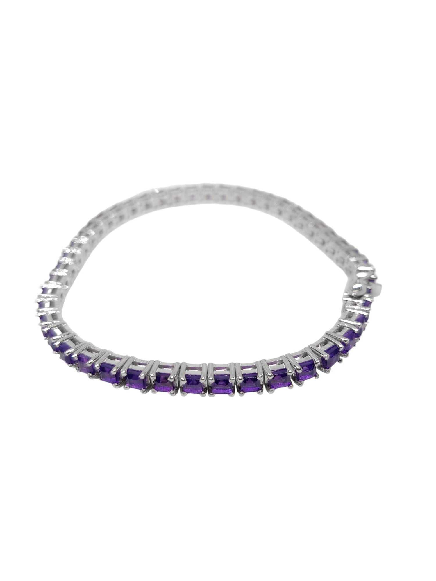 Amethyst Tennis Bracelet Sterling Silver Amethyst Tennis Bracelet 925 Silver Dainty Amethyst Bracelet Black Stone Friendship Bracelet
