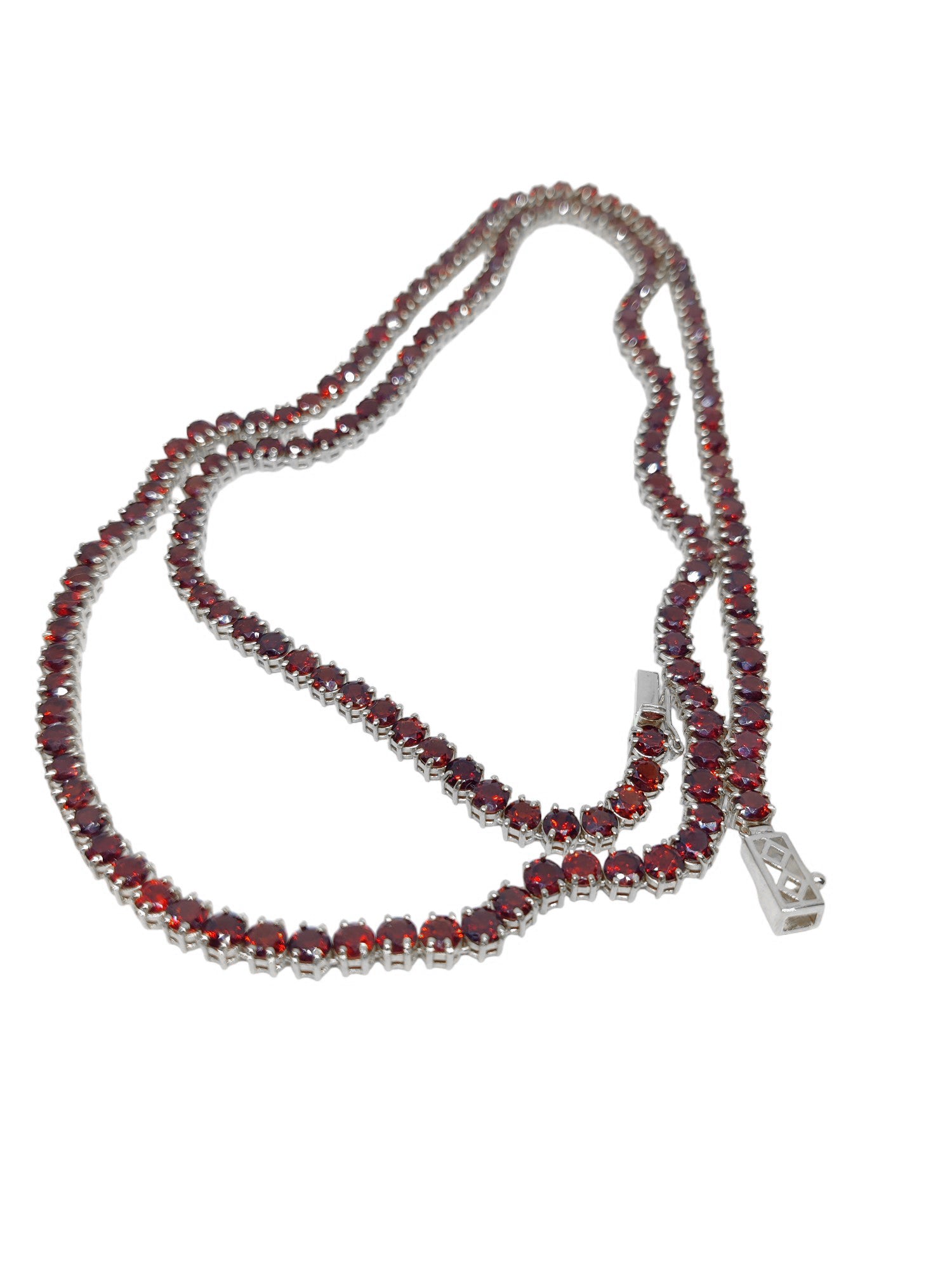 Natural Garnet Necklace Red Garnet Tennis Necklace Garnet Tennis Chain Natural Garnet Necklace Garnet January Birthstone Necklace For Her