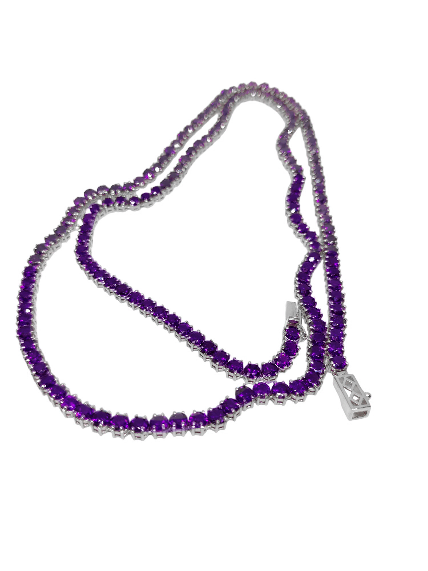 Natural Amethyst Necklace Amethyst Tennis Necklace Amethyst Tennis Chain Natural Amethyst Necklace February Birthstone Necklace For Her