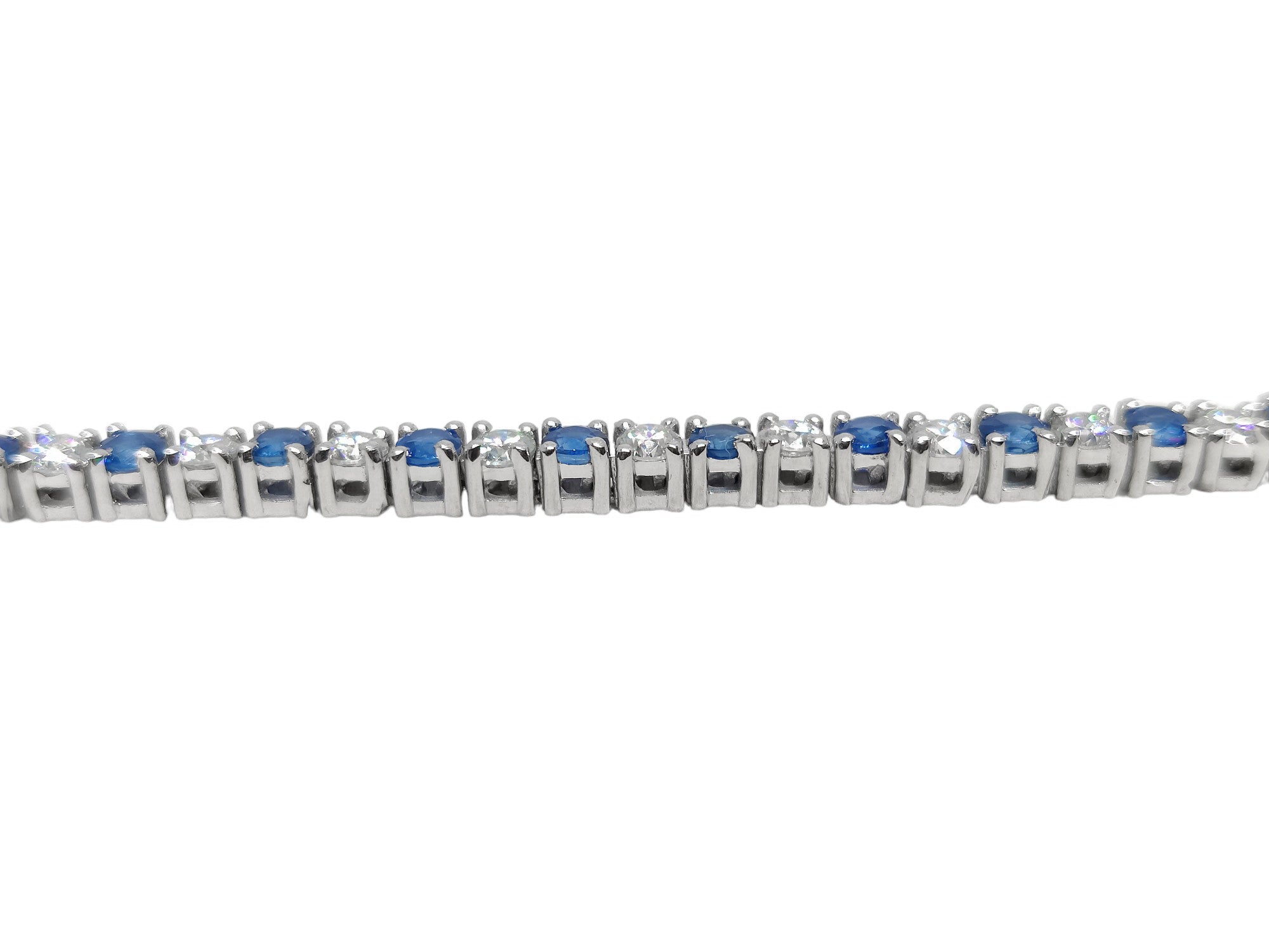 Natural Sapphire Moissanite Tennis Bracelet Sterling Silver Blue Sapphire Bracelet September Birthstone Bracelet Bridal Sapphire Bracelet