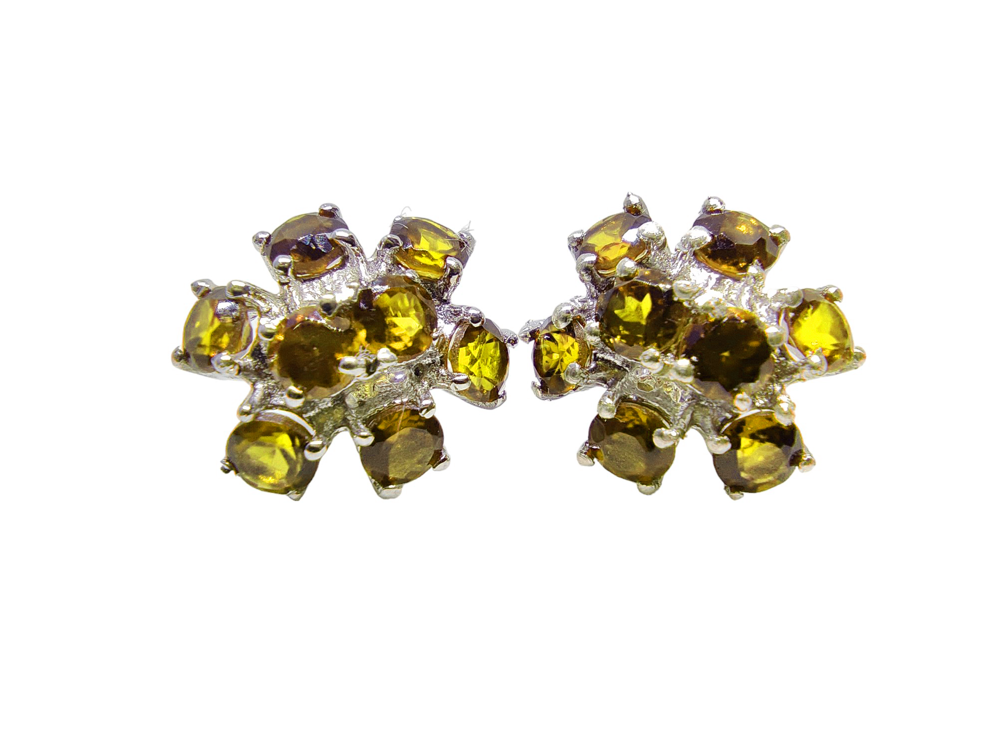Emerald Cluster Earrings 925 Silver Green Emerald Bridal Ear Studs 3 mm Round Emerald Birthstone Earrings For Her May Emerald Ear Studs