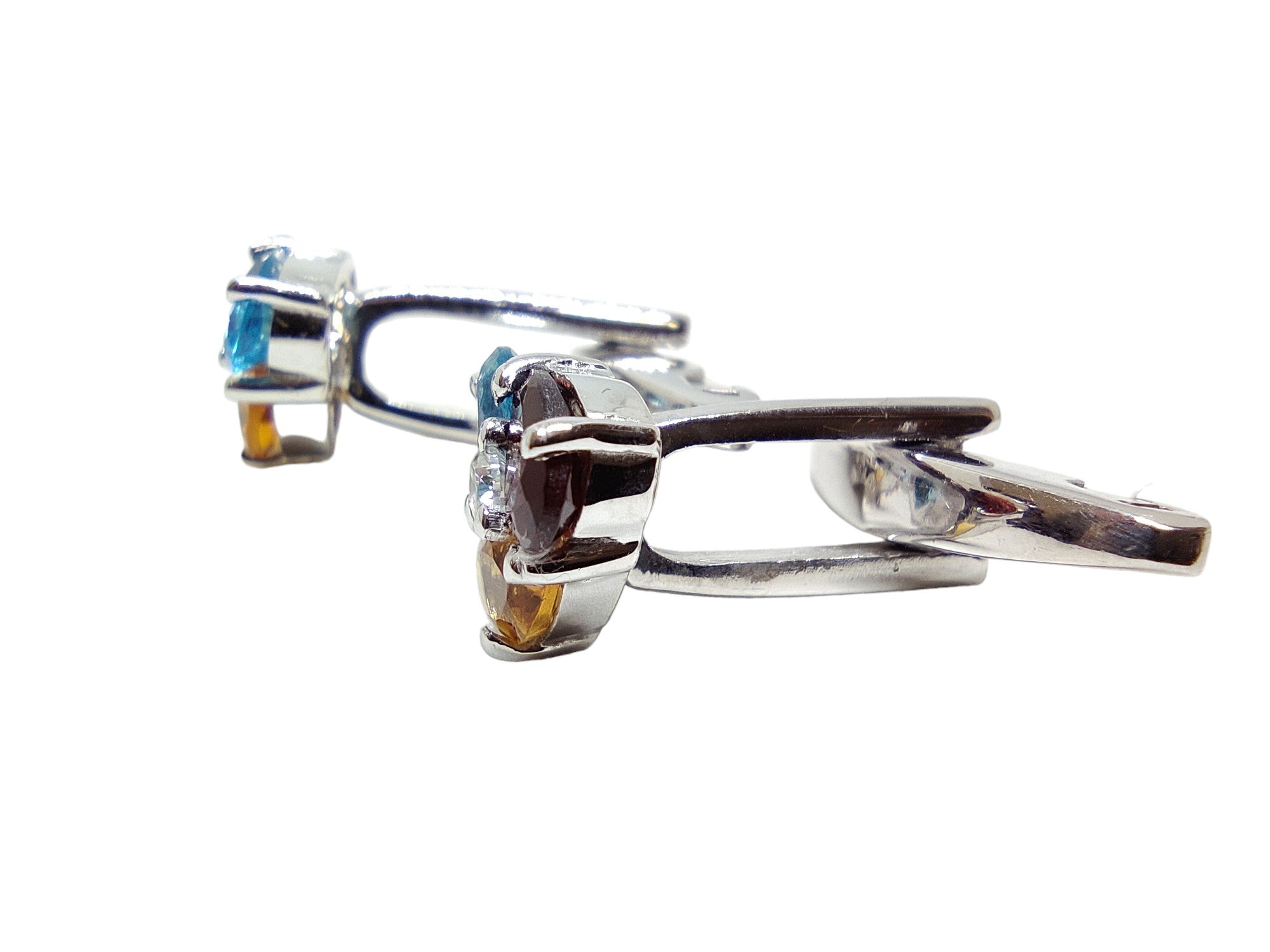 Multi Stone Cufflinks For Men Garnet Citrine Blue Topaz Cufflinks Mens Groomsmen Cufflinks Everyday Cufflinks