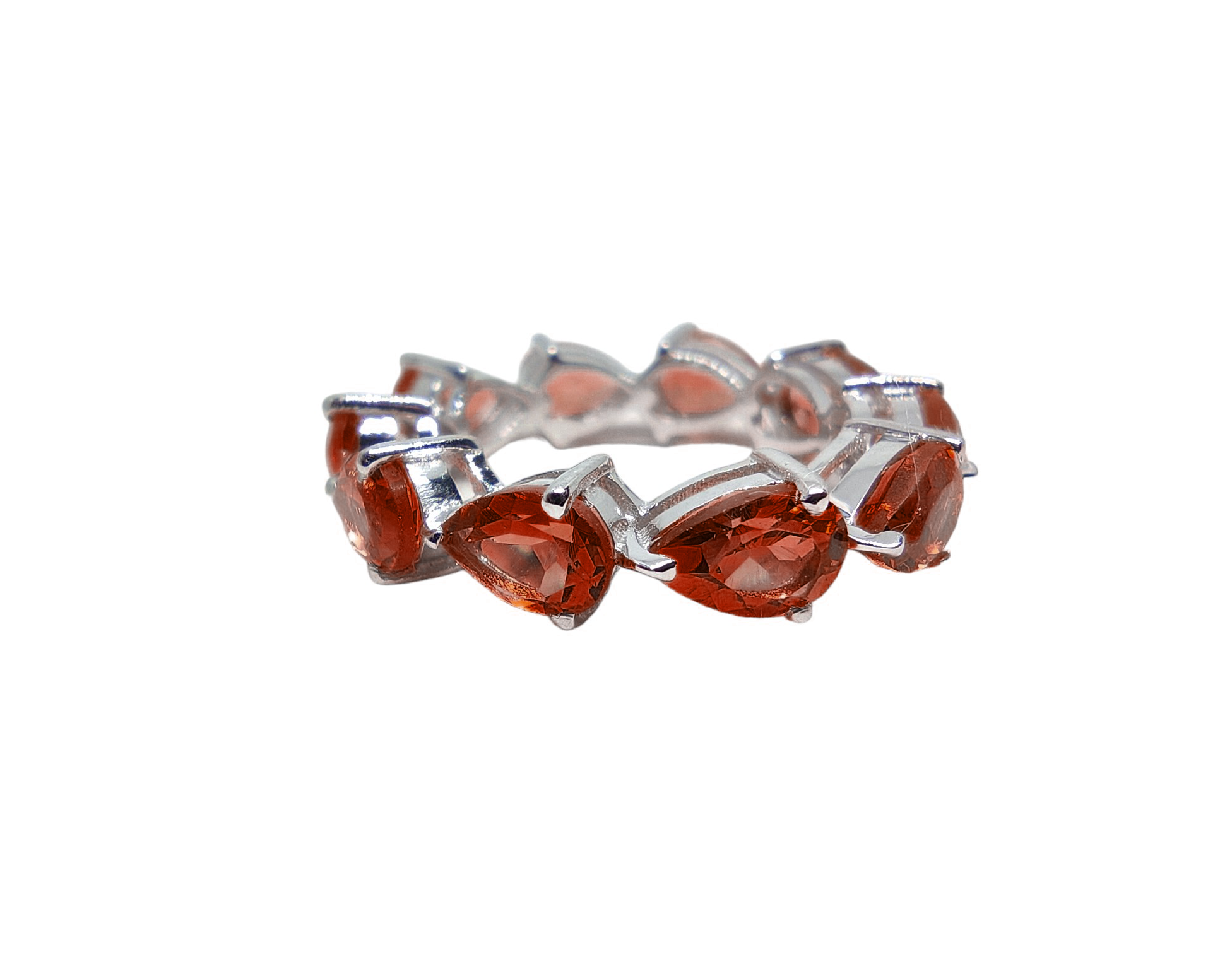 Silver Citrine Pear Eternity Ring Full Eternity Citrine Wedding Band 925 Silver Yellow Citrine Bridal Ring November Birthstone Ring