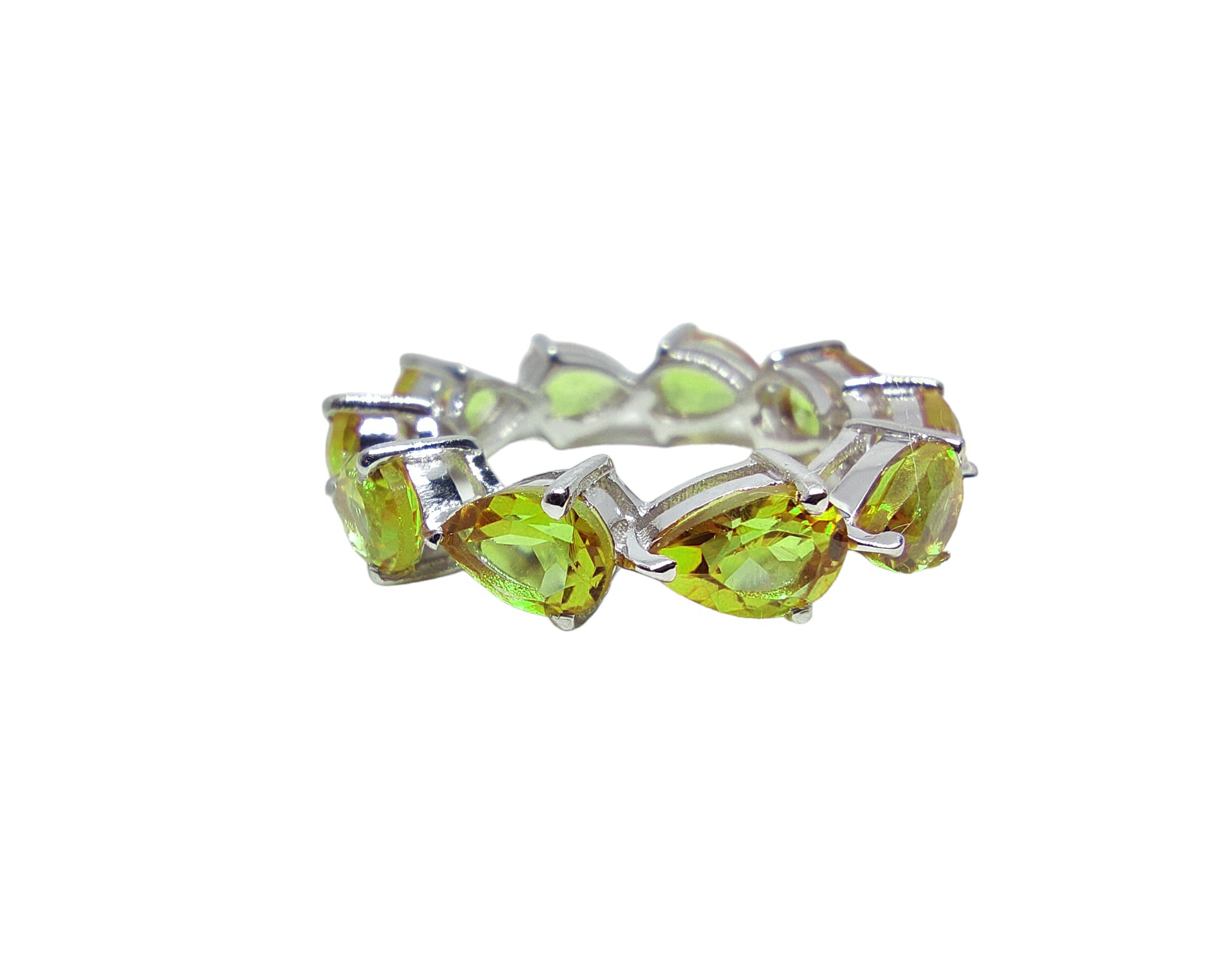 Silver Citrine Pear Eternity Ring Full Eternity Citrine Wedding Band 925 Silver Yellow Citrine Bridal Ring November Birthstone Ring