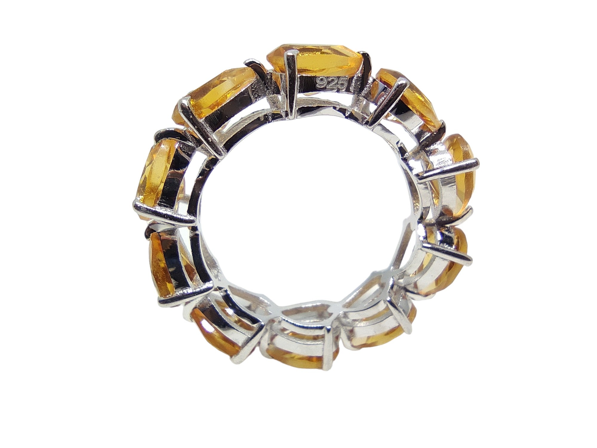 Silver Citrine Pear Eternity Ring Full Eternity Citrine Wedding Band 925 Silver Yellow Citrine Bridal Ring November Birthstone Ring