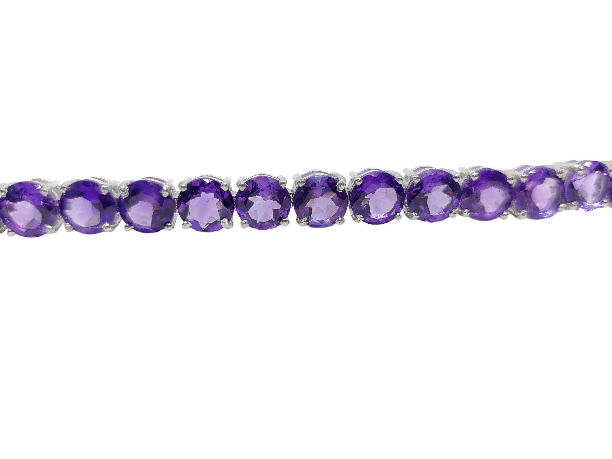 Silver Amethyst Bracelet Tennis Amethyst Bracelet 8 mm Round Amethyst Tennis Bracelet Februrary Birthstone Bracelet