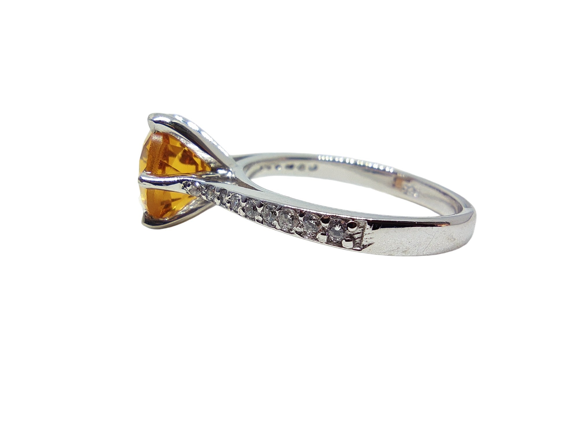 925 Silver Citrine Solitaire Ring Silver Citrine Ring 8 mm Round Citrine Solitaire Engagement Ring November Birthstone Ring