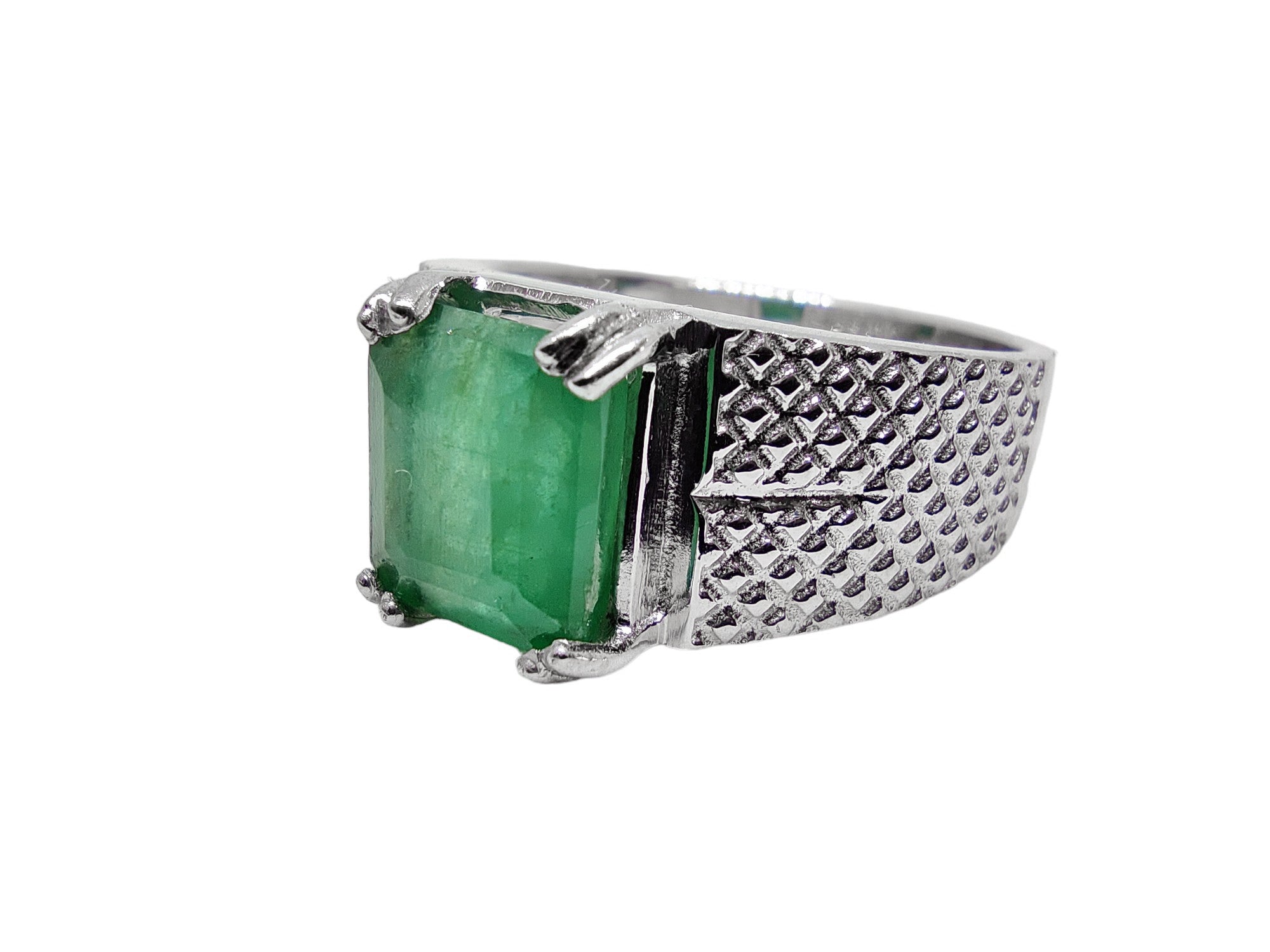 Mens Emerald Statement Ring High Quality Genuine Emerald Ring Natural Emerald Statement Ring 7x9 Emerald Cut Silver Emerald Wedding Ring