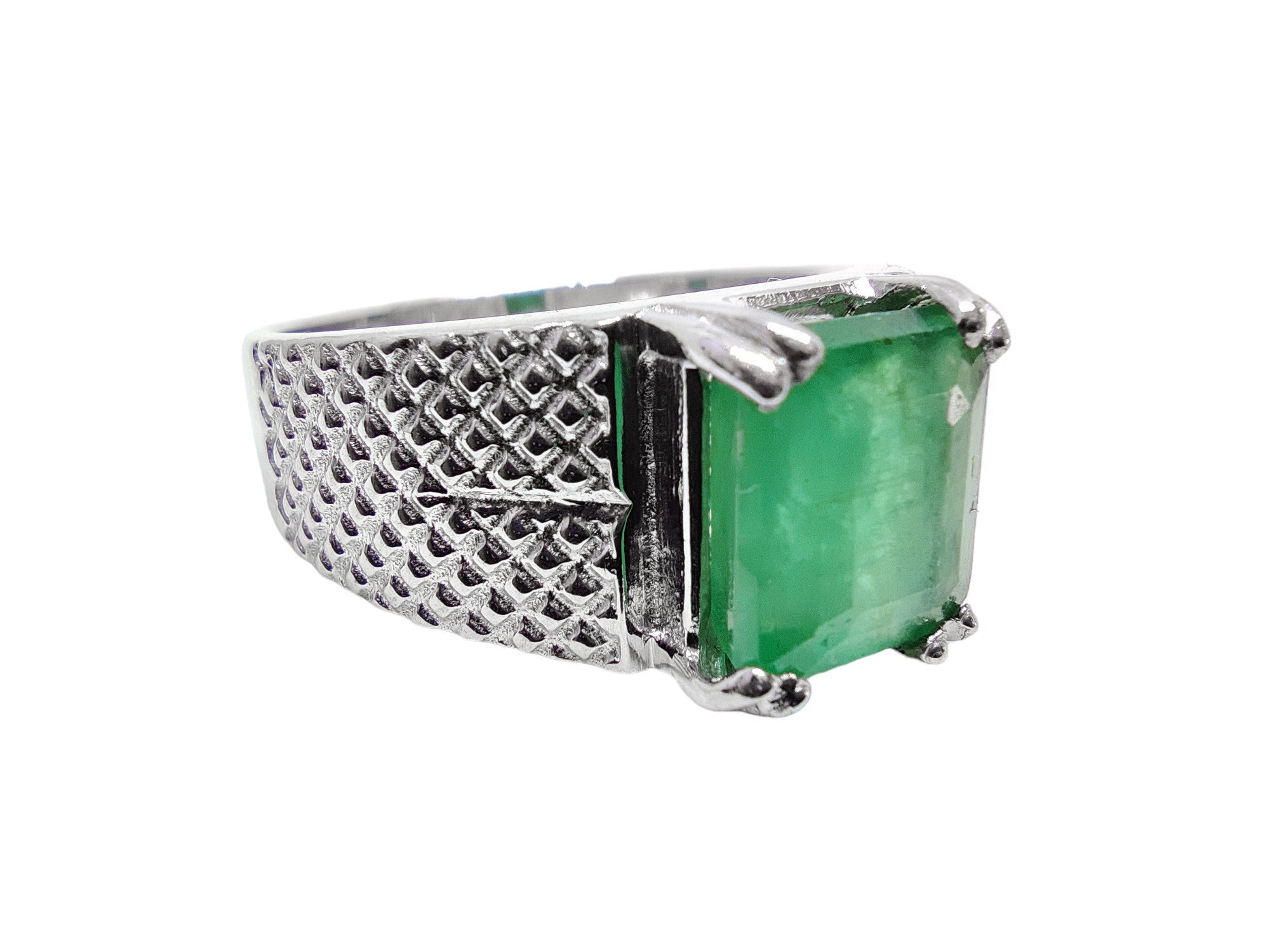Mens Emerald Statement Ring High Quality Genuine Emerald Ring Natural Emerald Statement Ring 7x9 Emerald Cut Silver Emerald Wedding Ring