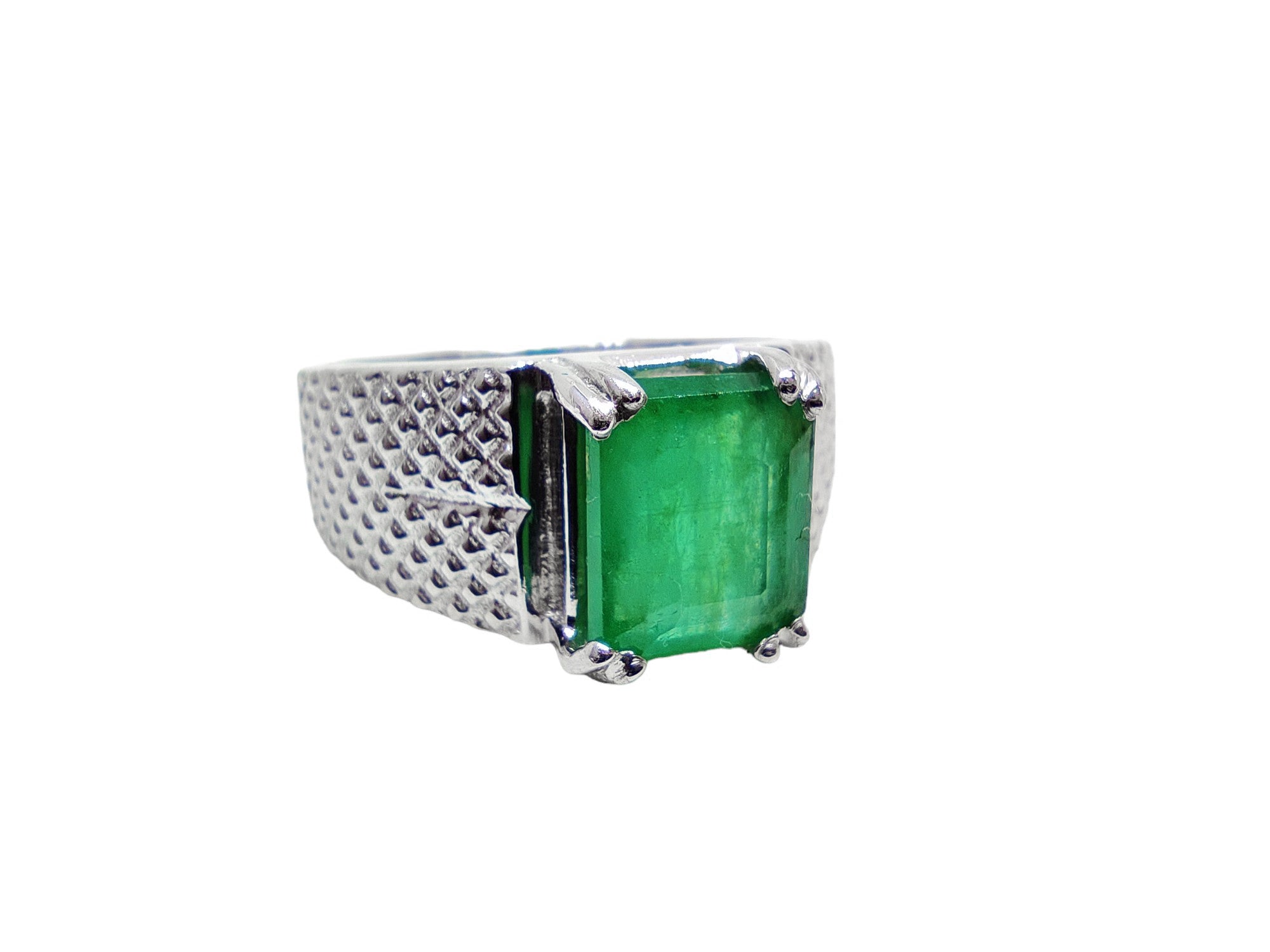 Mens Emerald Statement Ring High Quality Genuine Emerald Ring Natural Emerald Statement Ring 7x9 Emerald Cut Silver Emerald Wedding Ring