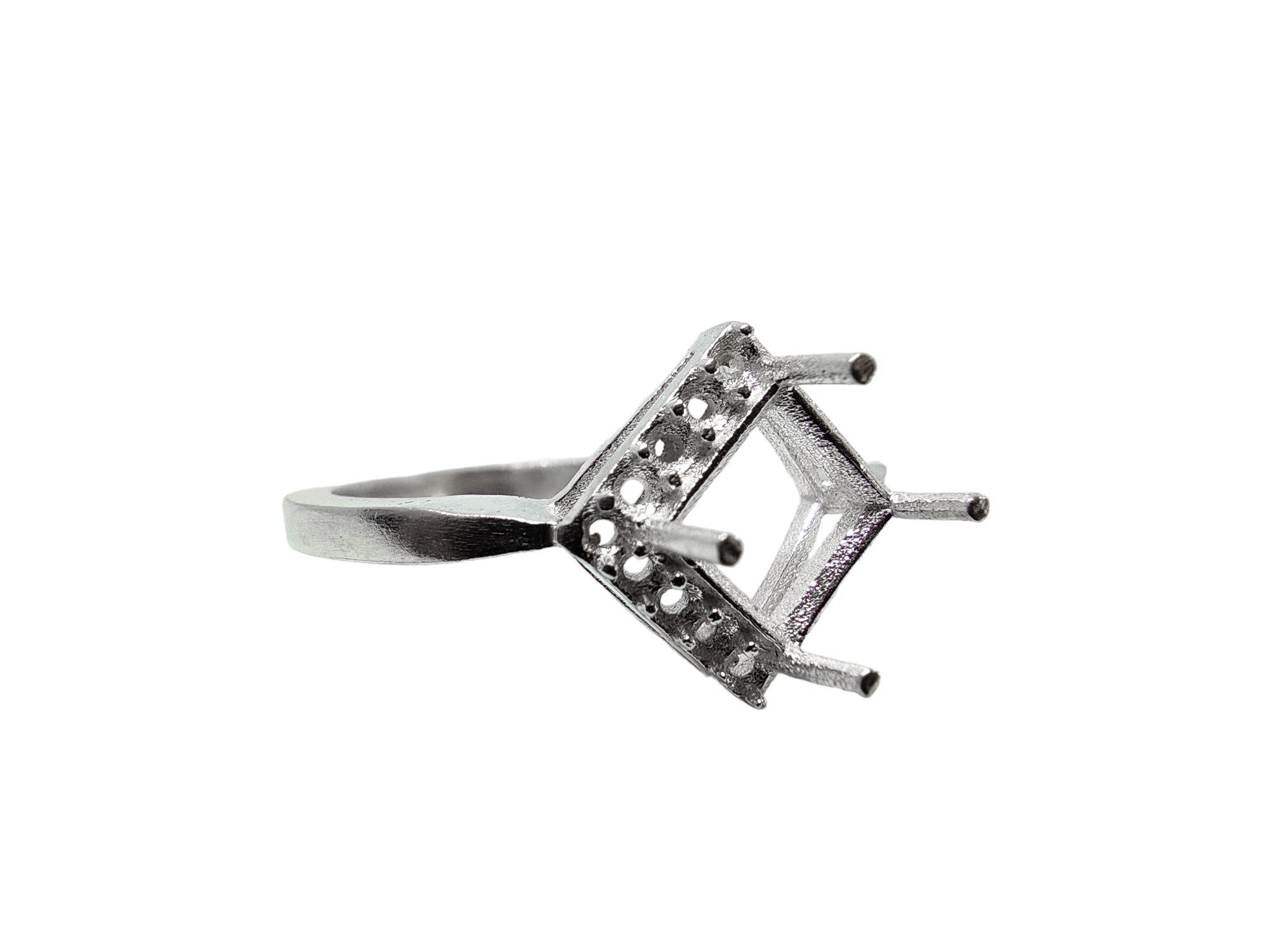 925 Silver 6 mm Square Ring Blanks Square Ring Setting 6 mm Square Engagement Ring Blanks Silver Square Semi Mount Ring Setting