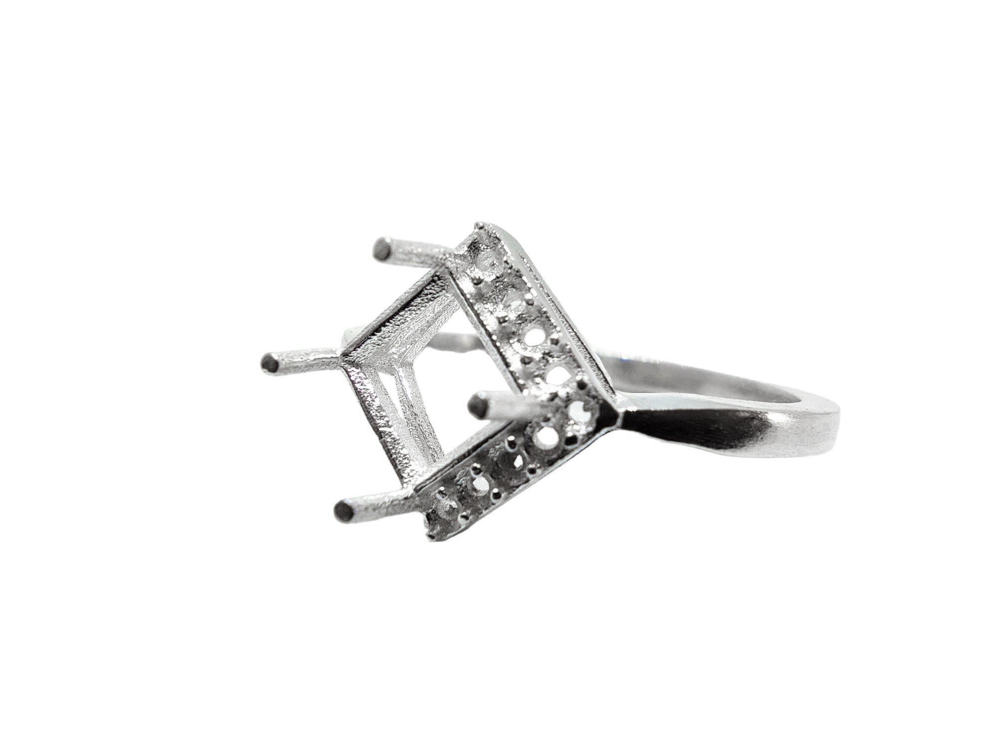 925 Silver 6 mm Square Ring Blanks Square Ring Setting 6 mm Square Engagement Ring Blanks Silver Square Semi Mount Ring Setting