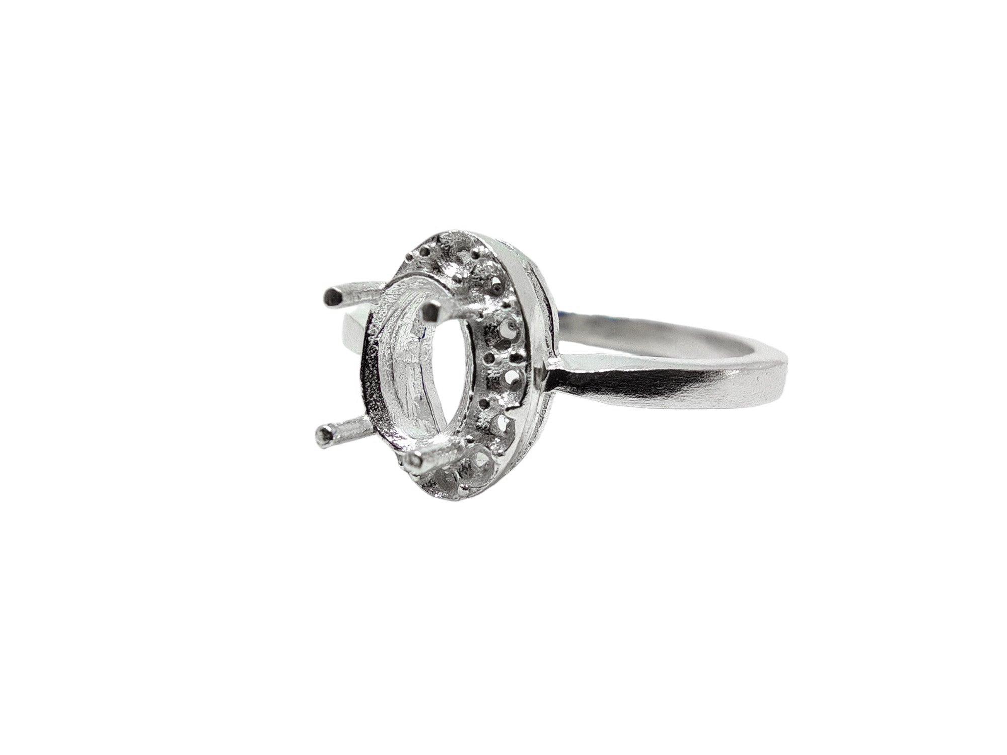 925 Silver 5x7 mm Oval Solitaire Ring Blanks 5x7 mm Oval Engagement Ring Setting Blanks Round Semi Mount Ring Without Stone Blanks