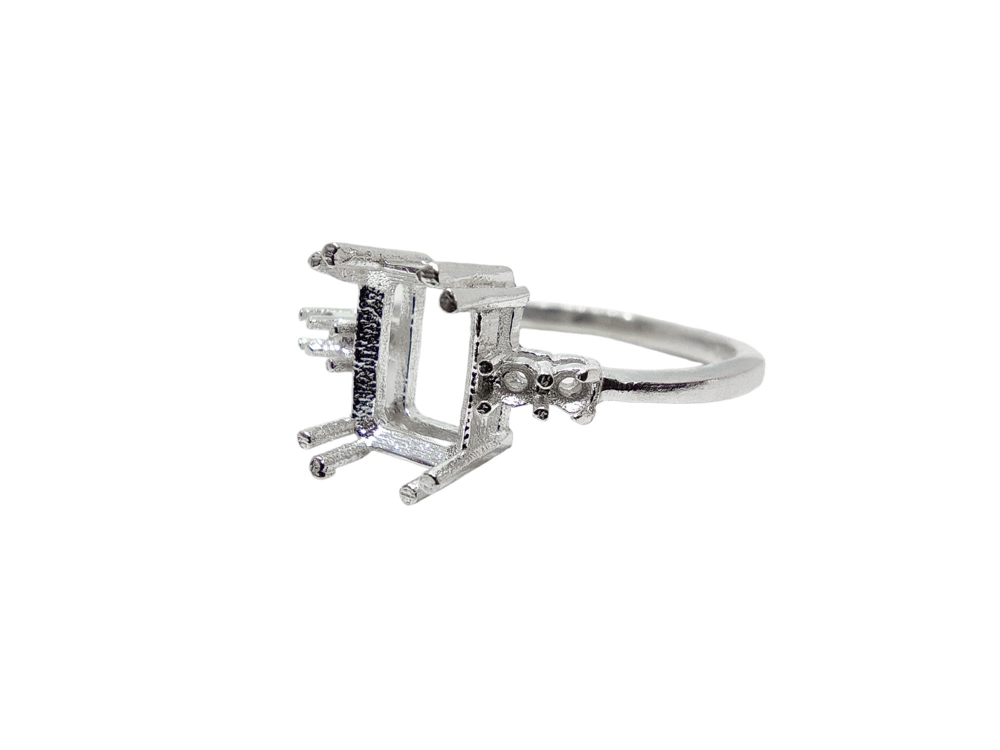 925 Silver 6x8 mm Emerald Cut Ring Blanks Square Ring Setting 6x8 mm Octagon Engagement Ring Blanks Silver Square Semi Mount Ring Setting