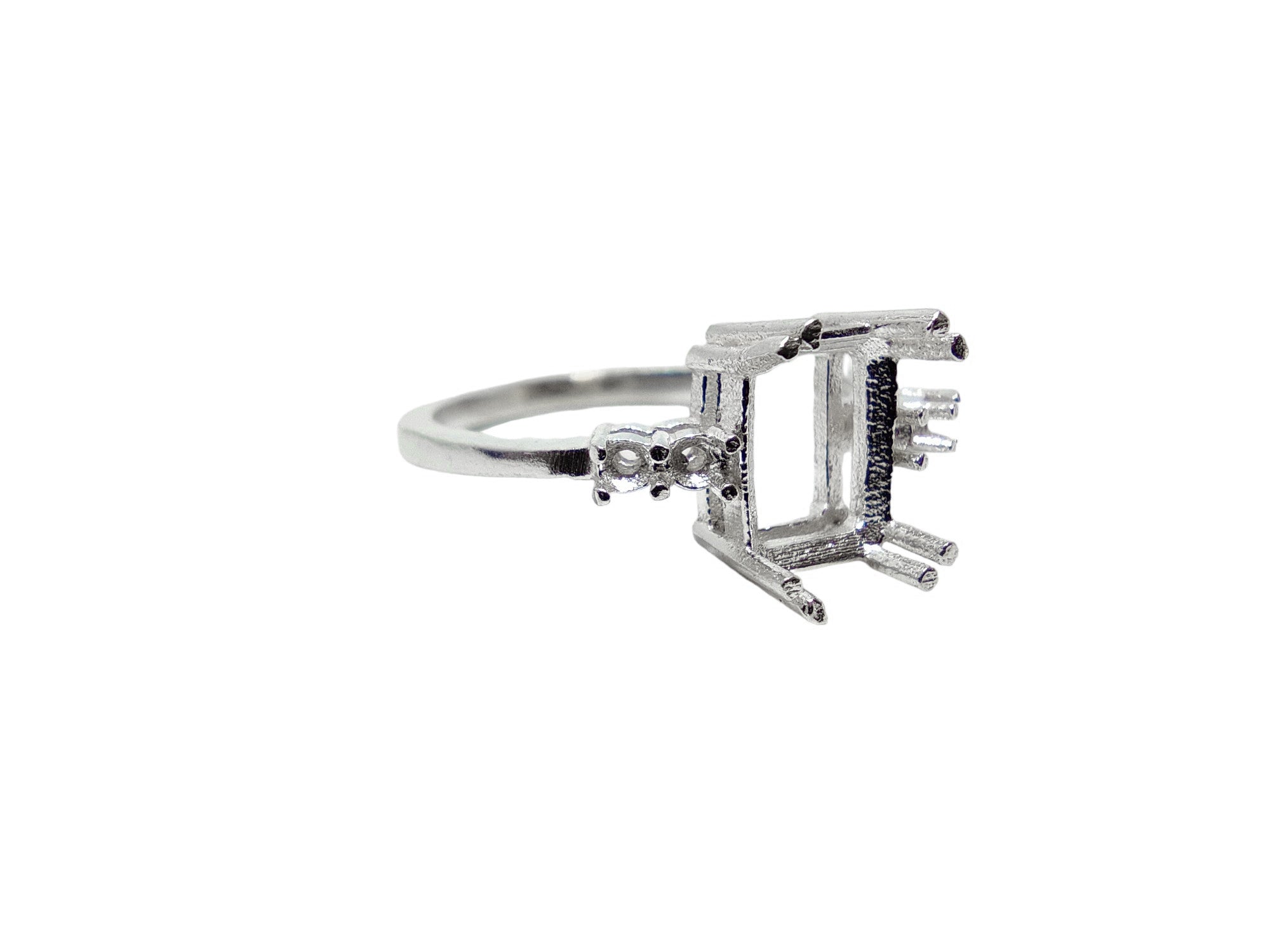 925 Silver 6x8 mm Emerald Cut Ring Blanks Square Ring Setting 6x8 mm Octagon Engagement Ring Blanks Silver Square Semi Mount Ring Setting