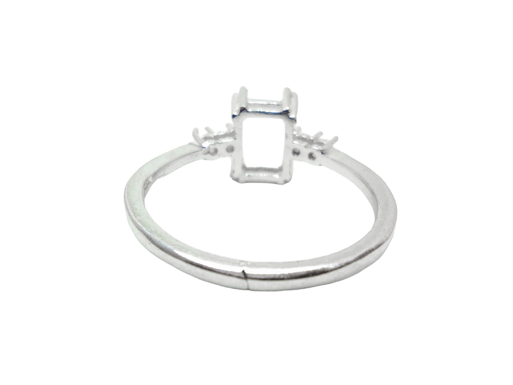 925 Silver 6x8 mm Emerald Cut Ring Blanks Square Ring Setting 6x8 mm Octagon Engagement Ring Blanks Silver Square Semi Mount Ring Setting