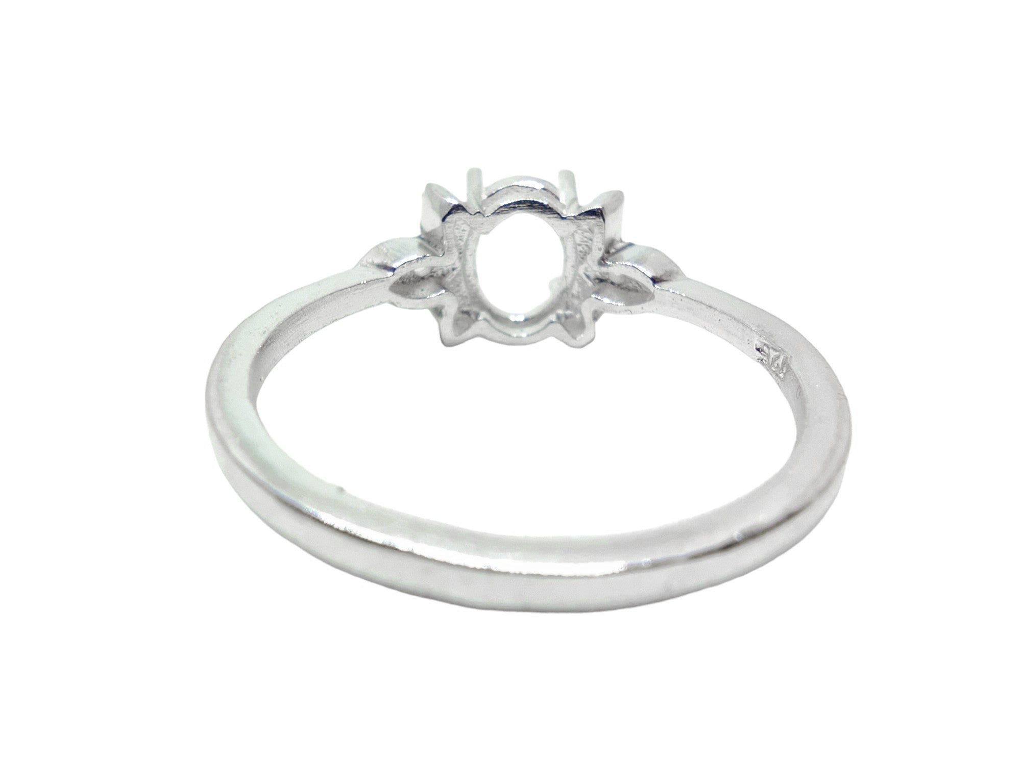 925 Silver 6x8 mm Oval Bridal Ring Blanks 6x8 mm Oval Wedding Ring Setting Blanks Oval Semi Mount Ring Without Stone Blanks Floral Design