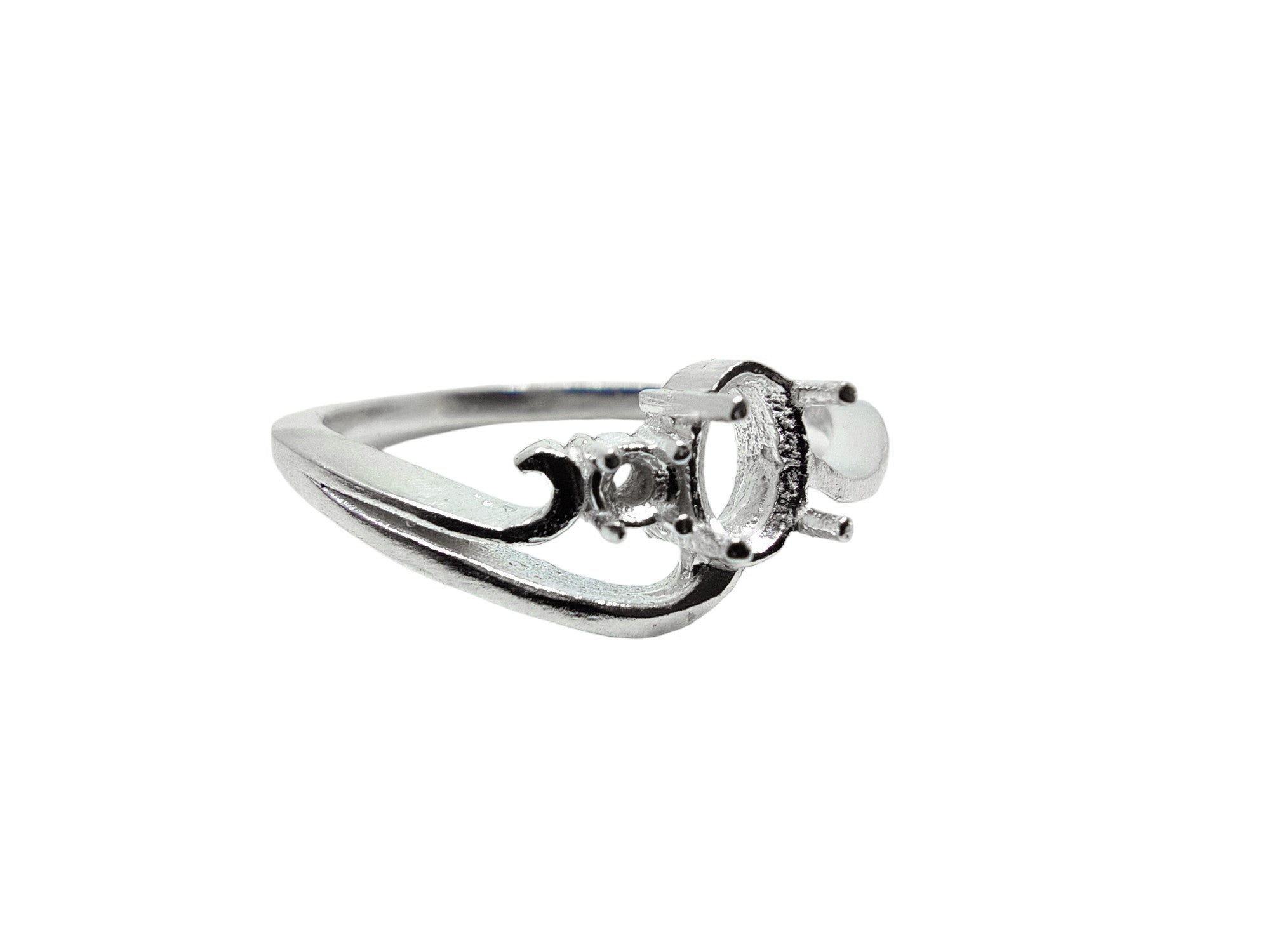 925 Silver 4x6 mm Oval Semi Mount Ring Setting Dainty 4x6 mm Oval Semi Mount Ring Blanks Sterling Silver Ring Mountings Tiny Dainty Ring