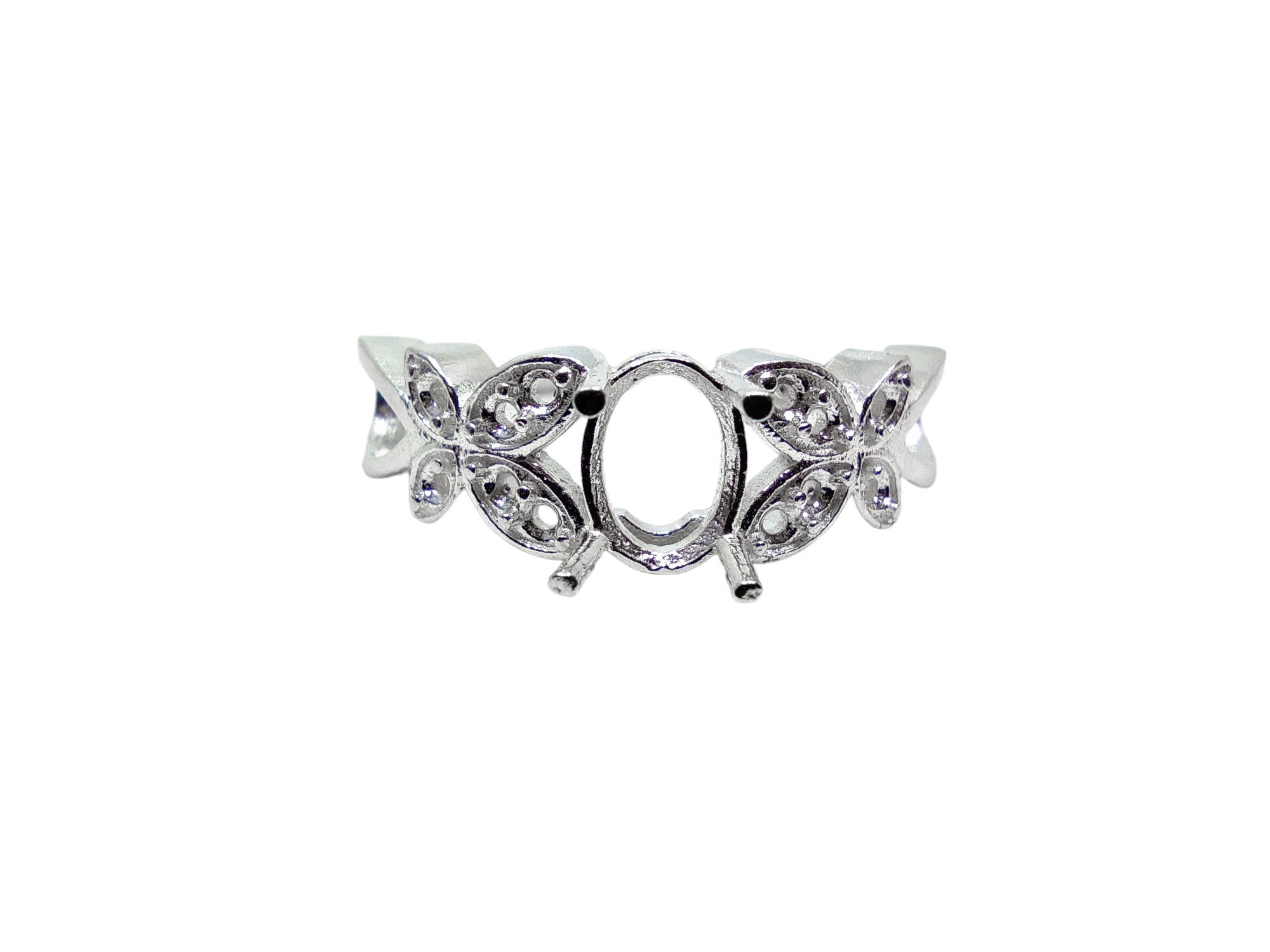 925 Silver 6x8 mm Oval Semi Mount Ring Setting Dainty 6x8 mm Oval Semi Mount Ring Blanks Sterling Silver Ring Mountings