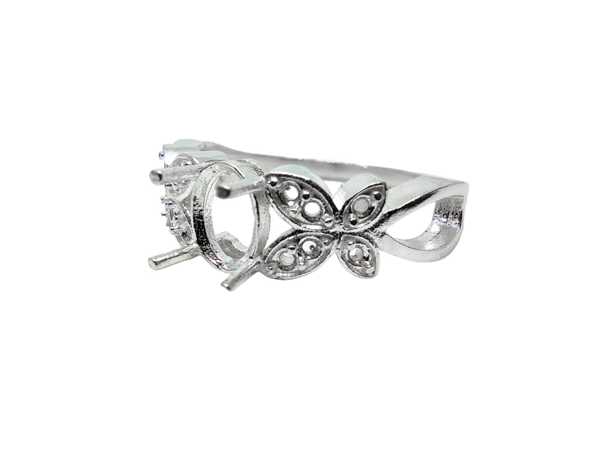 925 Silver 6x8 mm Oval Semi Mount Ring Setting Dainty 6x8 mm Oval Semi Mount Ring Blanks Sterling Silver Ring Mountings