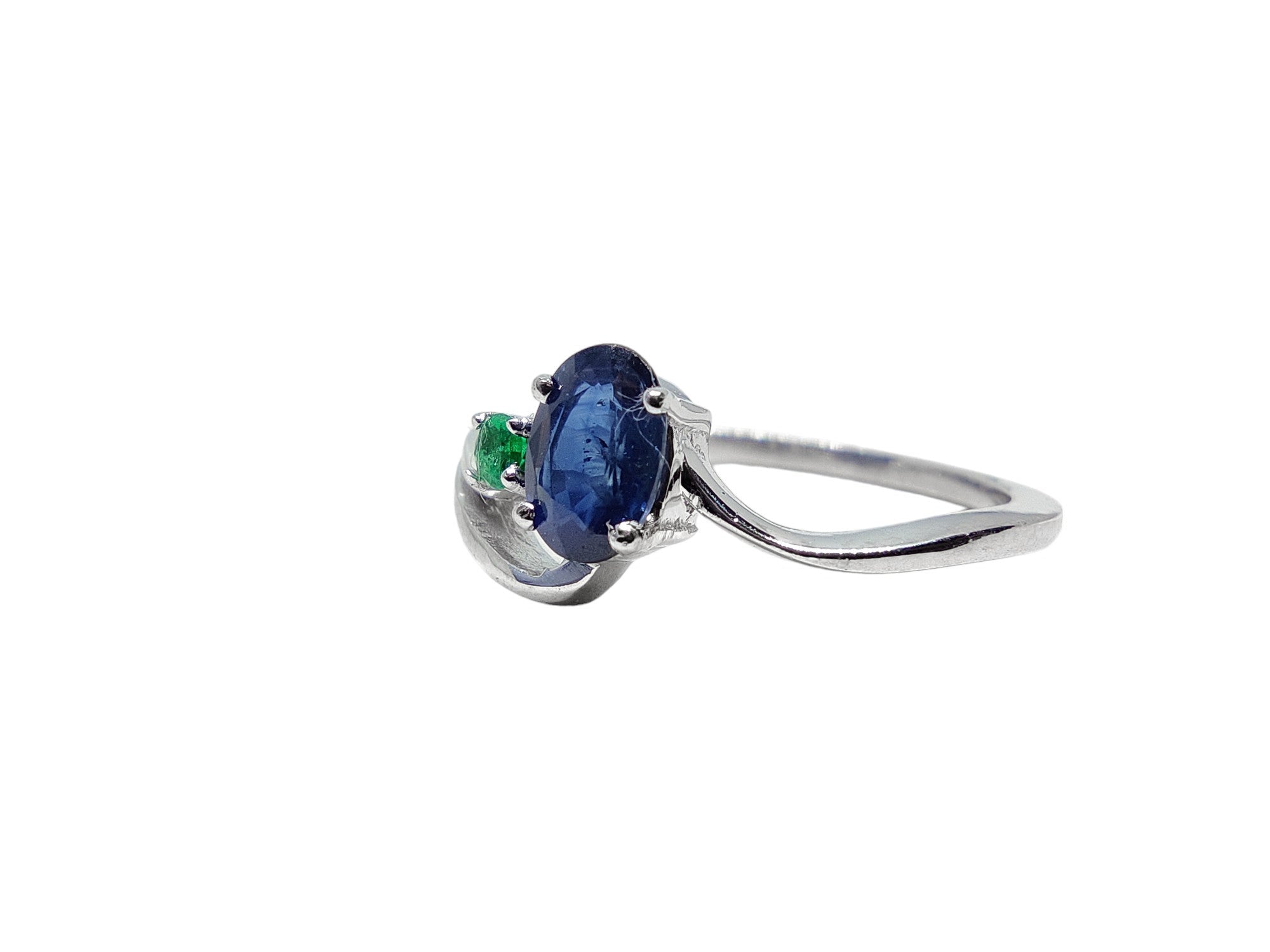 Silver Sapphire Promise Ring Natural Sapphire Emerald Anniversary Ring High Quality Sapphire September May Birthstone Ring Blue SapphireRing