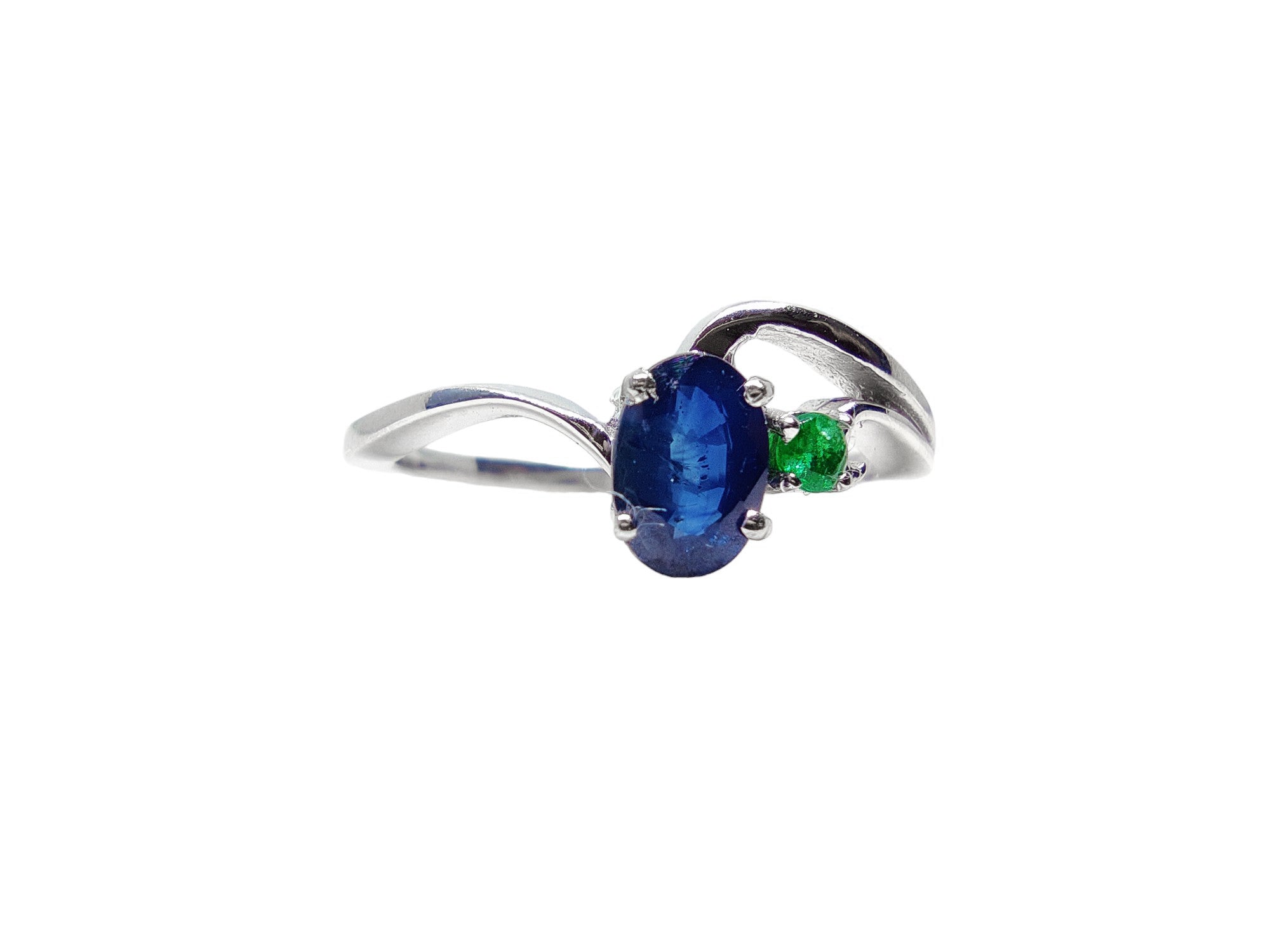 Silver Sapphire Promise Ring Natural Sapphire Emerald Anniversary Ring High Quality Sapphire September May Birthstone Ring Blue SapphireRing