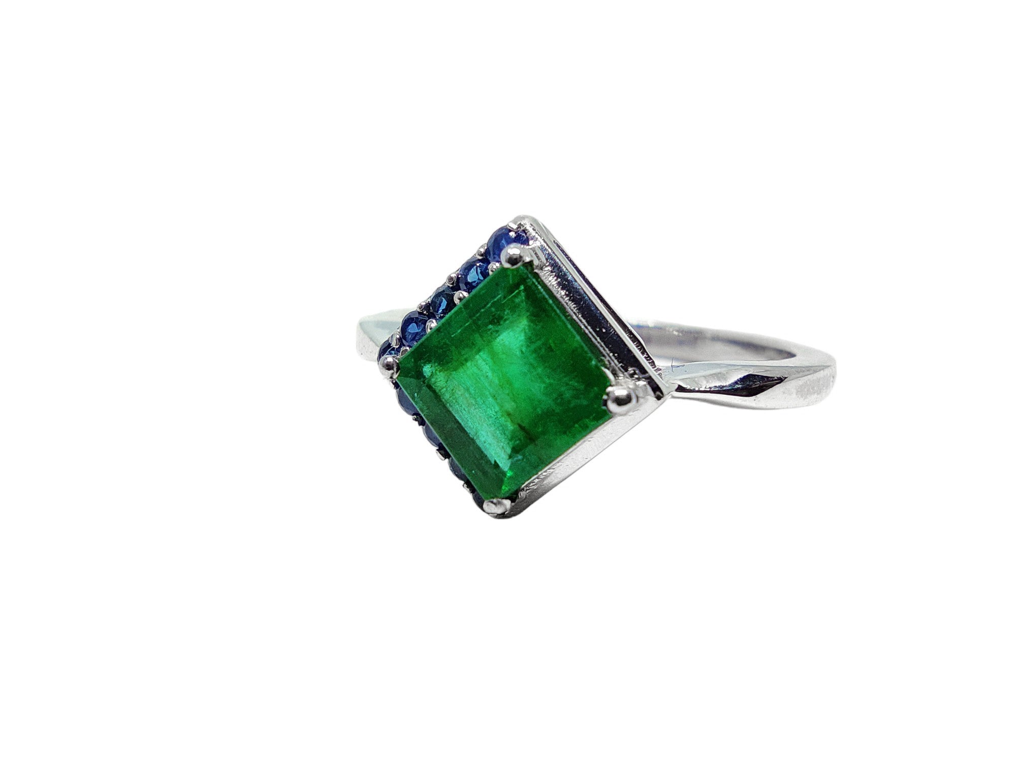 Natural Zambian Emerald Engagement Ring 1 Ct Emerald Promise Ring High Quality Emerald Sapphire Anniversary Ring Green Emerald Ring For Her
